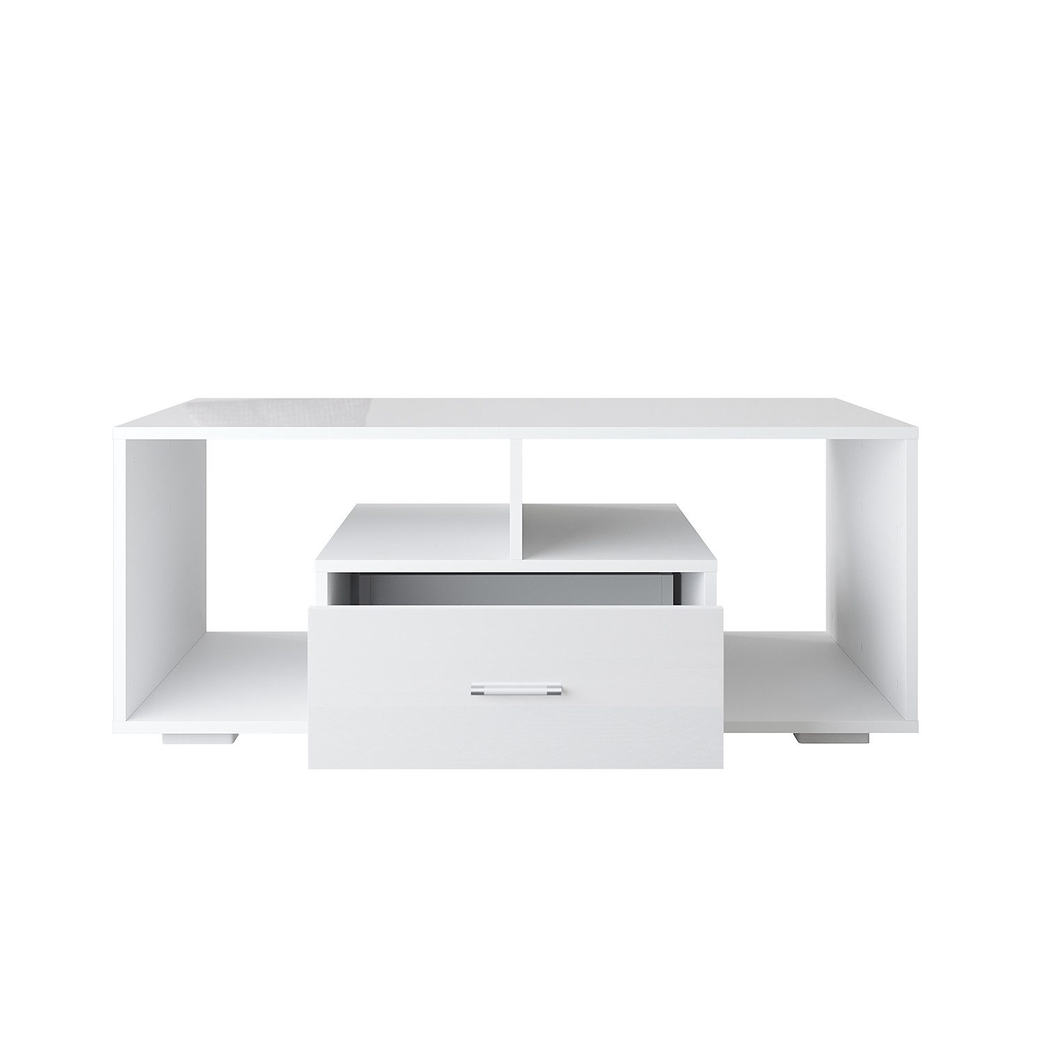 SONNI Couchtisch Couchtisch Kaffeetisch Wohnzimmertisch weiss hochglanz 100x55x40cm, mit Schublade und offenen Ablagefächern, inkl. Soft-Close Funktion