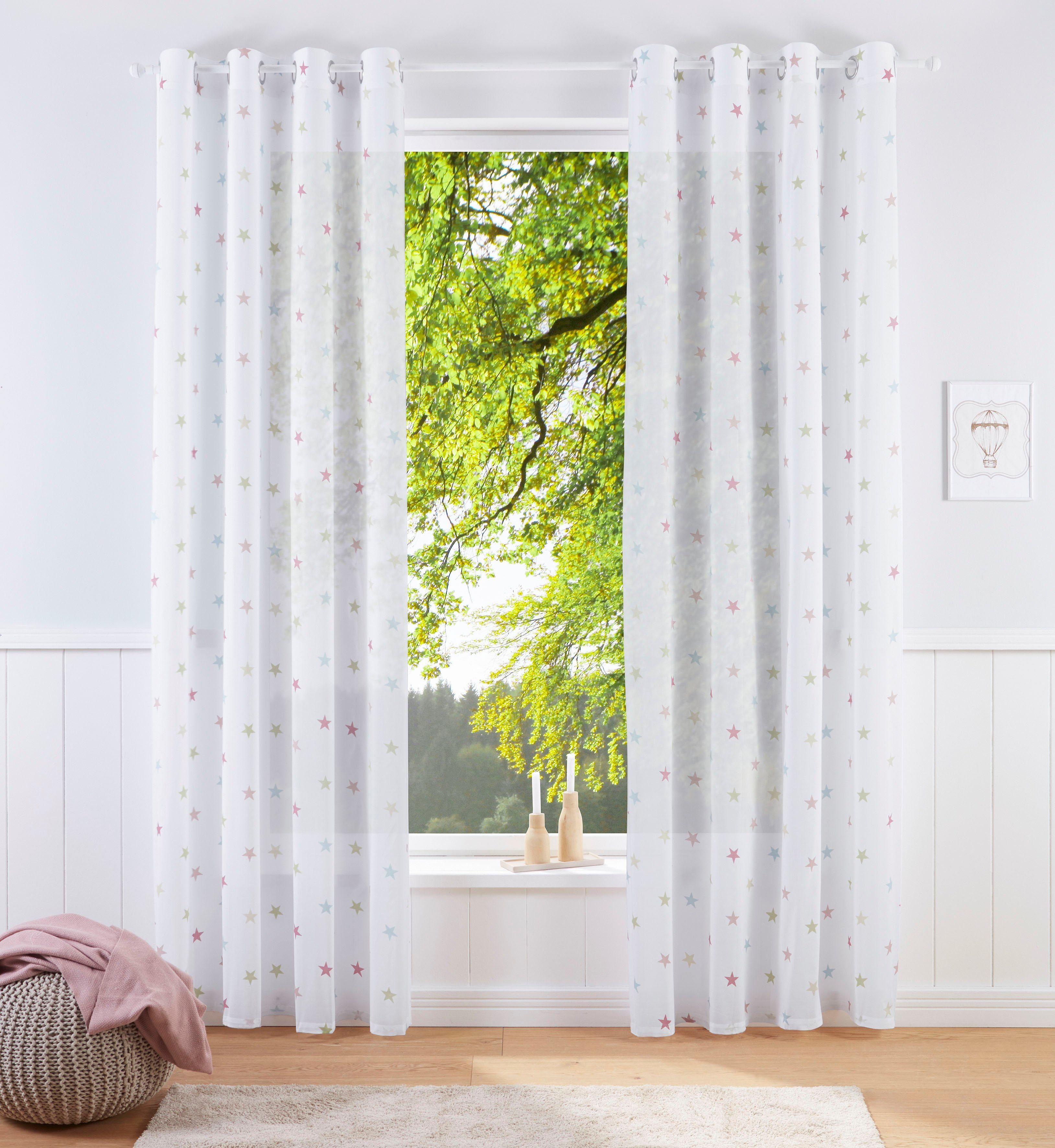 my home Gardine Stern (1 St), Ösen, halbtransparent, Kindergardine, einseit günstig online kaufen