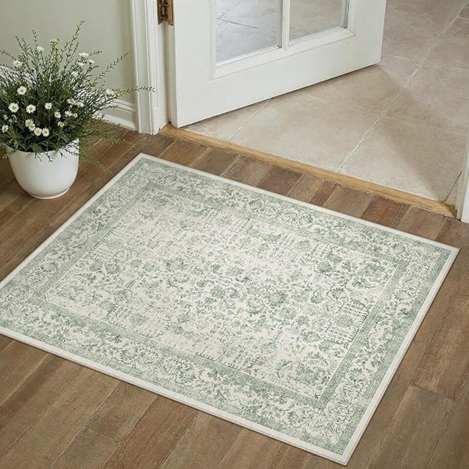 PURECOZY Teppich kurzflor, Wohnzimmerteppich, rutschfester Teppich, Vintage-Stil, rechteckig, Höhe: 50 mm, geeignet für verschiedene Innenräume, 180x60cm