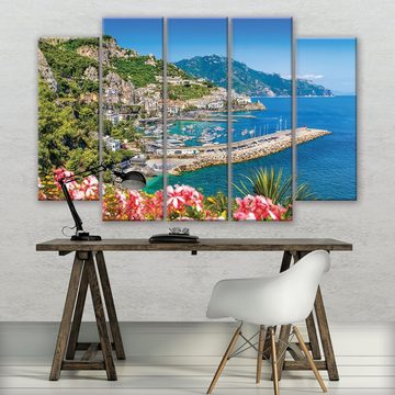 Wallarena Leinwandbild Italien Insel Stadt Wohnzimmer Schlafzimmer Wandbild Modern, Landschaft (Set 5 teilig, 5 St), Wandbilder Leinwandbilder Leinwand Bilder Bild Groß Aufhängefertig