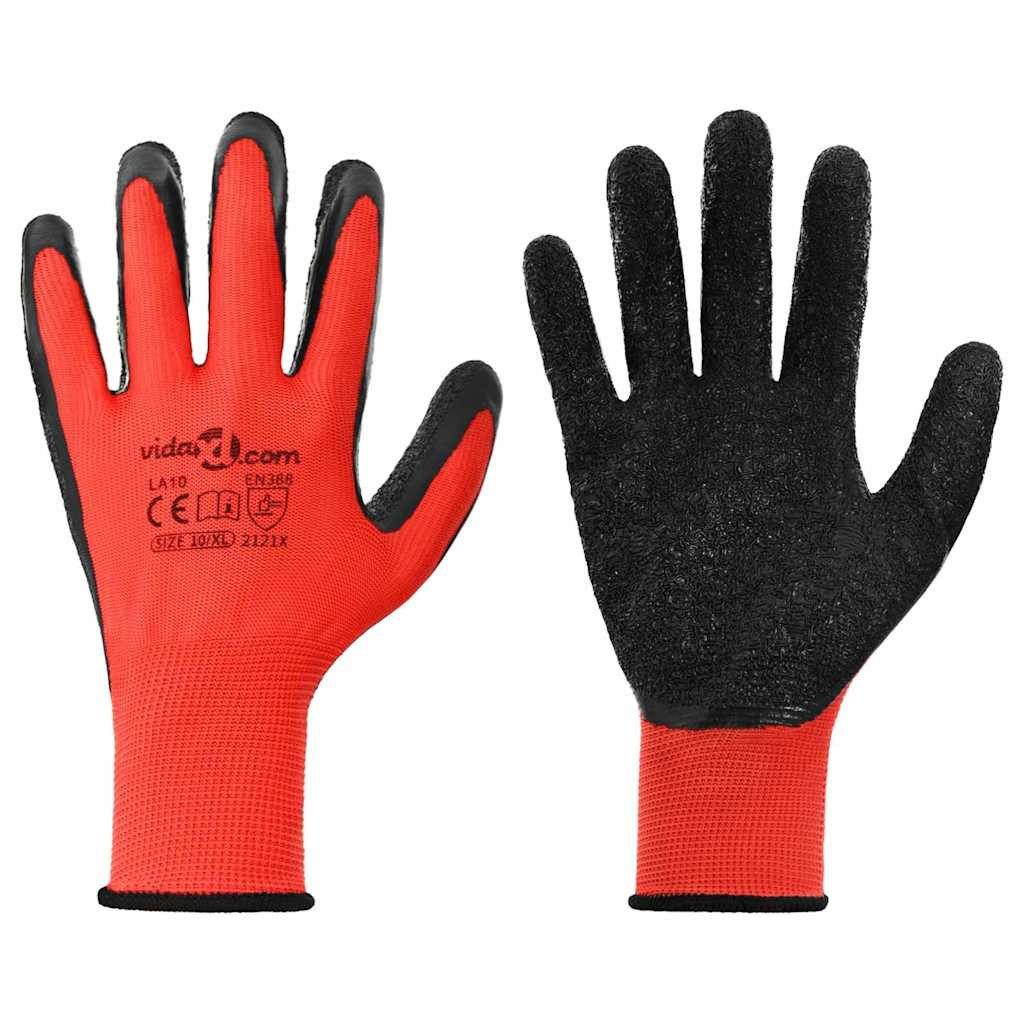 Arbeitshandschuh-Set Arbeitshandschuhe 12 pcs Rot und Schwarz 10 / XL