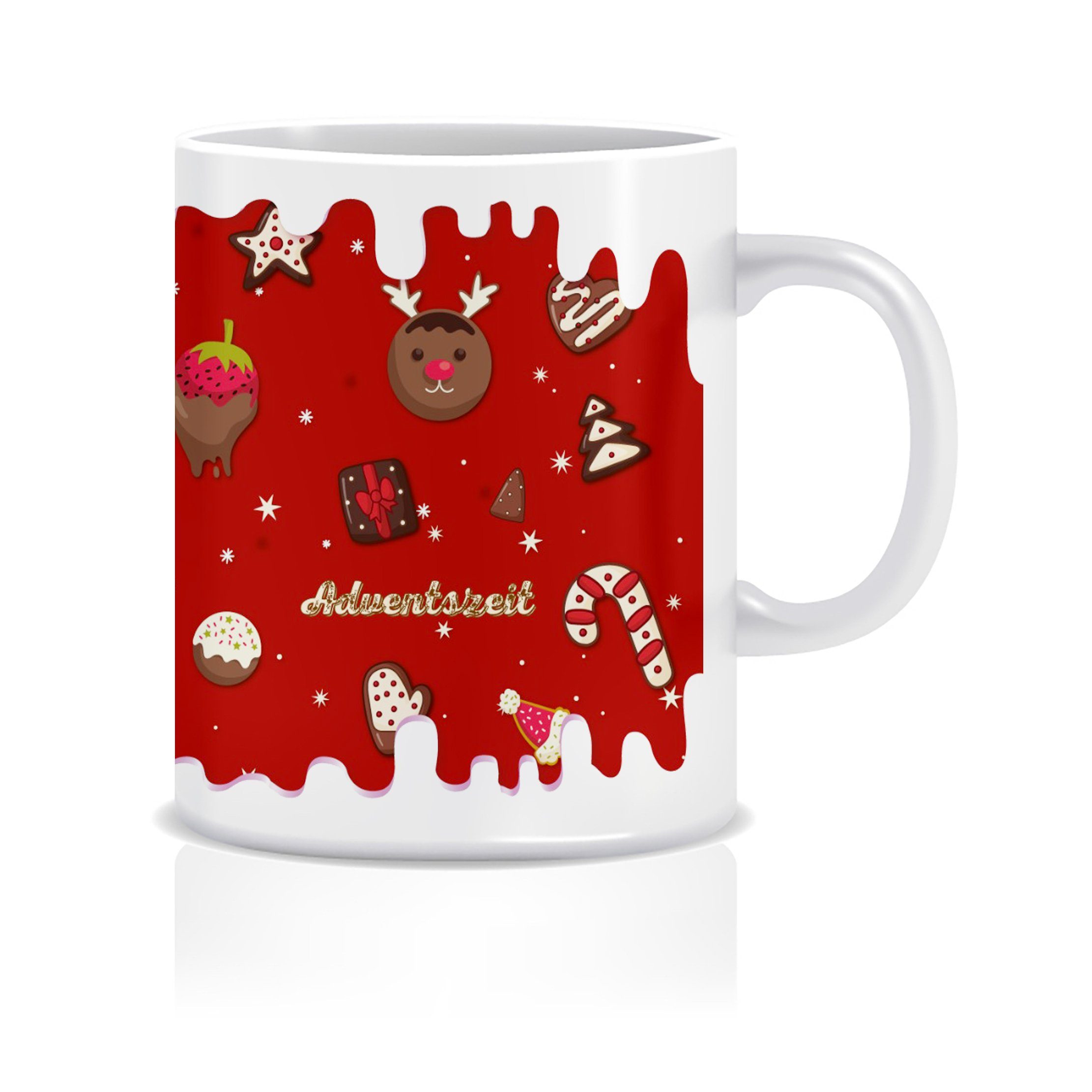 Giftandprint Becher Giftandprint Lebkuchen Weihnachtsdeko Weihnachten, Deko, Kaffeetassen, beidseitig, inkl. Geschenkbox, Spülmaschinen- und mikrowellengeeignet Weiß/Rot