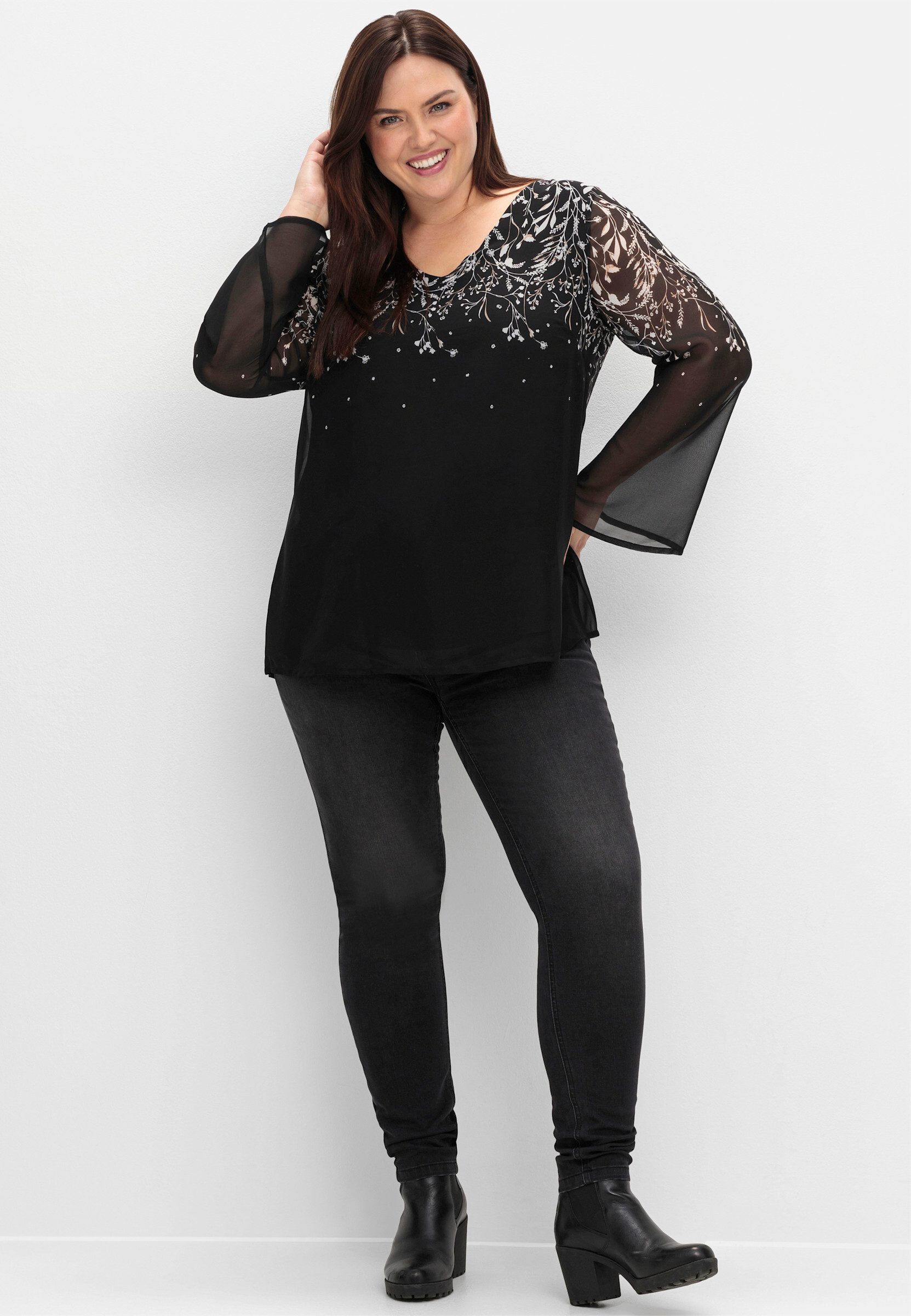 Sheego Klassische Bluse Chiffonbluse . günstig online kaufen