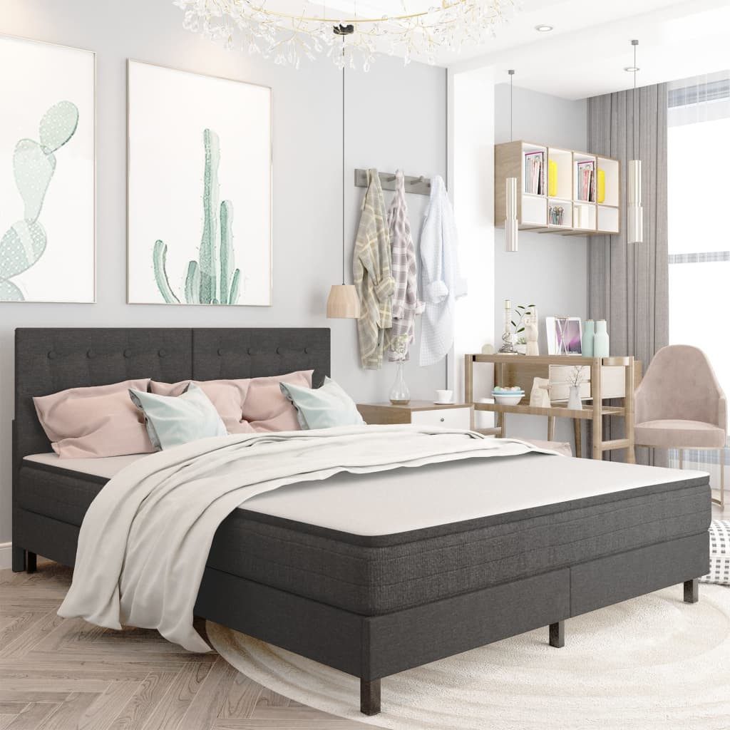 vidaXL Bett, Kopfteil Getuftet Dunkelgrau Stoff 160 x 200 cm günstig online kaufen