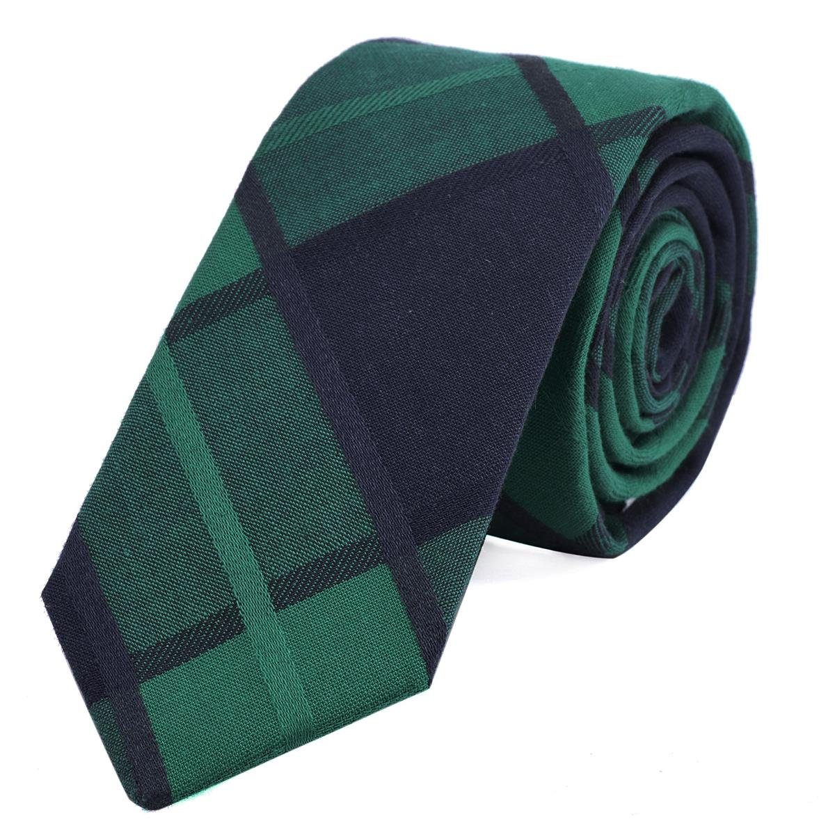 DonDon Krawatte Herren Krawatte 1-St., Veranstaltungen mit oder für oder festliche kariert cm (Packung, Krawatte) Karos 6 Baumwolle, gestreift, grün-blau Streifen Büro kariert oder 1x