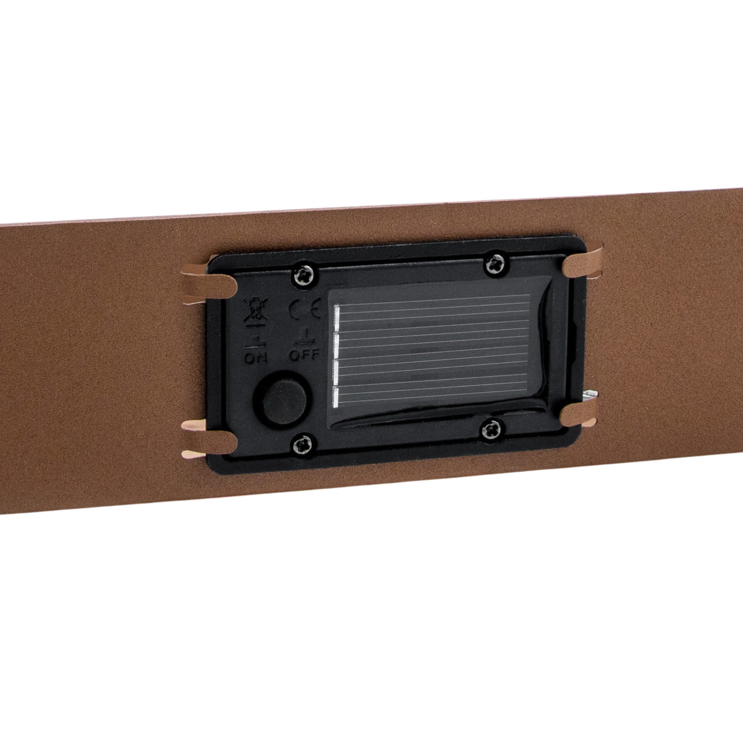 Spetebo LED Wandleuchte Metall WELCOME in Rost Optik - 61 x 20 cm, Solar, LED fest integriert, warm weiß, Inklusive austauschbarem Akku – Bild 4 von 5