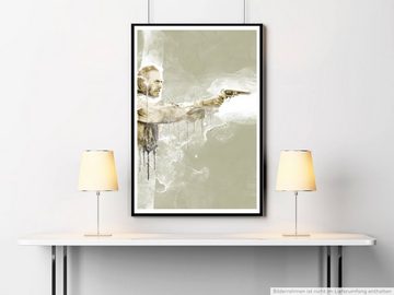 Sinus Art Leinwandbild Clint Eastwood 90x60cm Paul Sinus Art Splash Art Wandbild als Poster ohne Rahmen gerollt