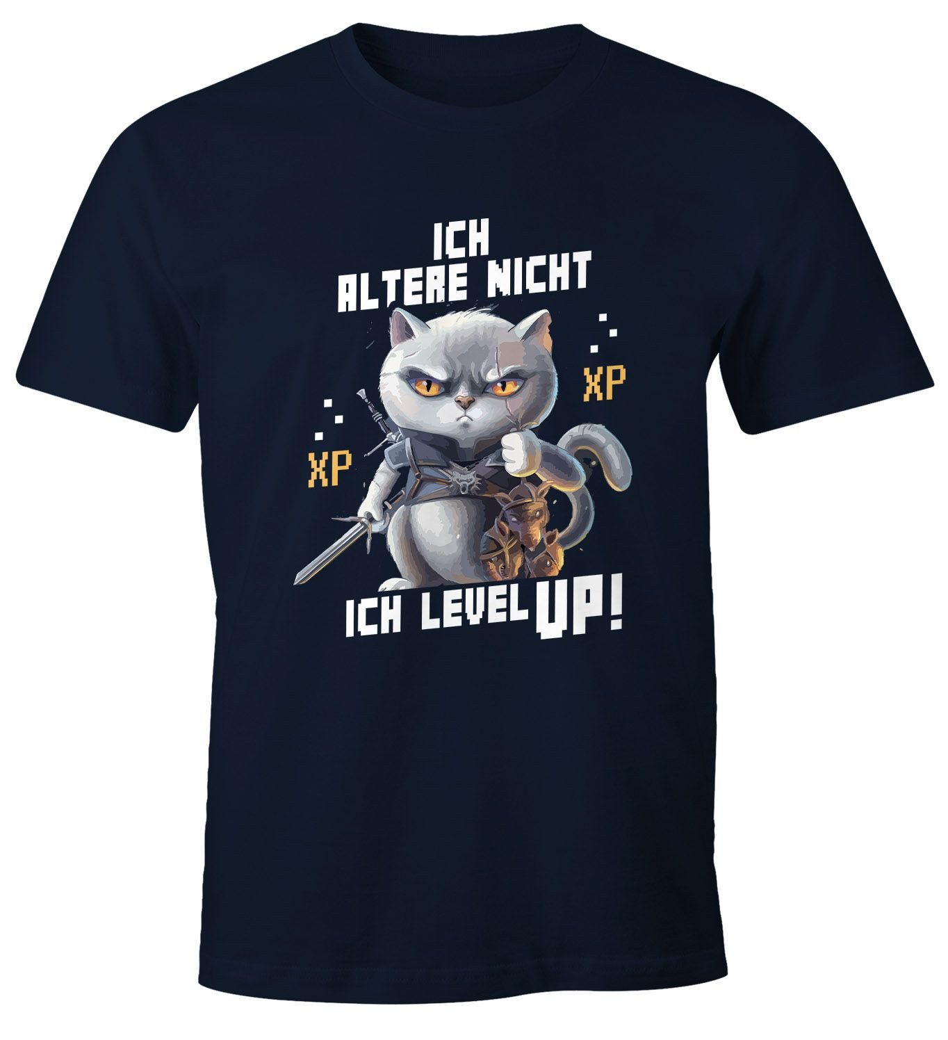 MoonWorks Print-Shirt Herren T-Shirt Gaming ich altere nicht ich level up! Zocker Sprüche mit Print