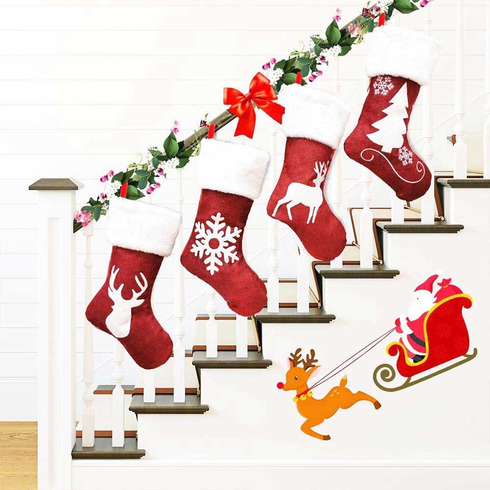 Socken, B Weihnachtsdeko Weihnachtsstrümpfe Elch Taschen, Rosnek Weihnachtsgeschenk Geschenkfolie