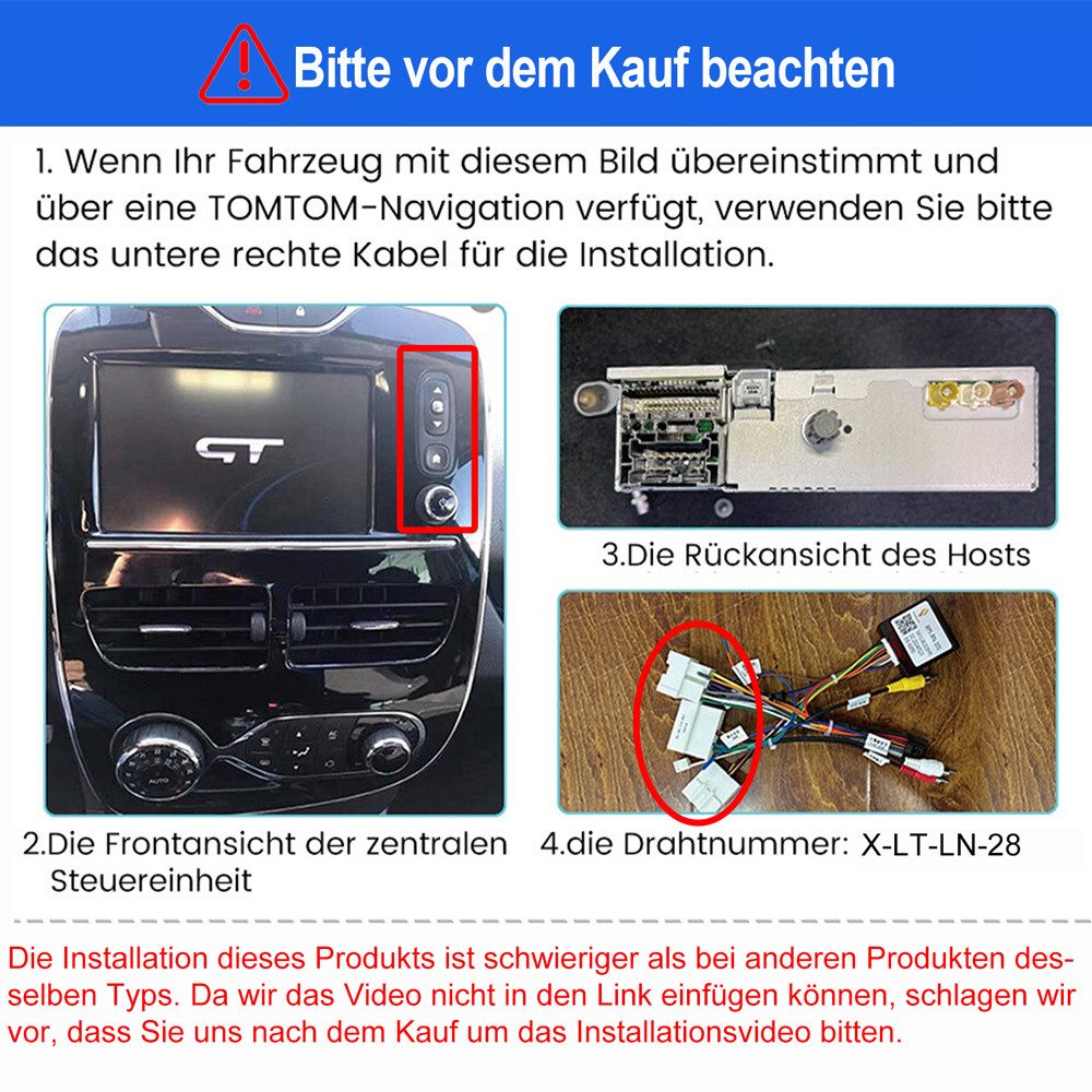 ESSGOO Für Renault Clio 4 2013-2018 Android 15 Autoradio Autoradio (Digitalradio (DAB), FM, Apple Carplay Android Auto GPS Navi WIFI BT SWC) – Bild 3 von 5