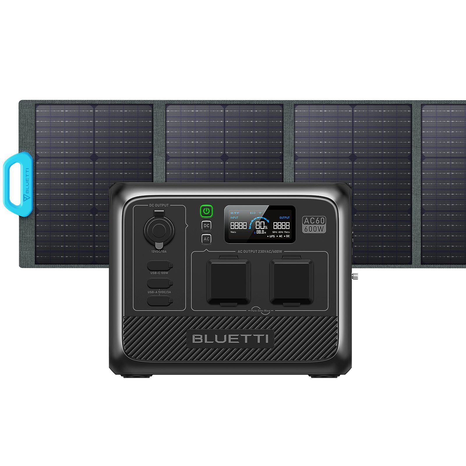 BLUETTI Stromerzeuger PV120 Kit 120W mit Generator Solar AC60 600W