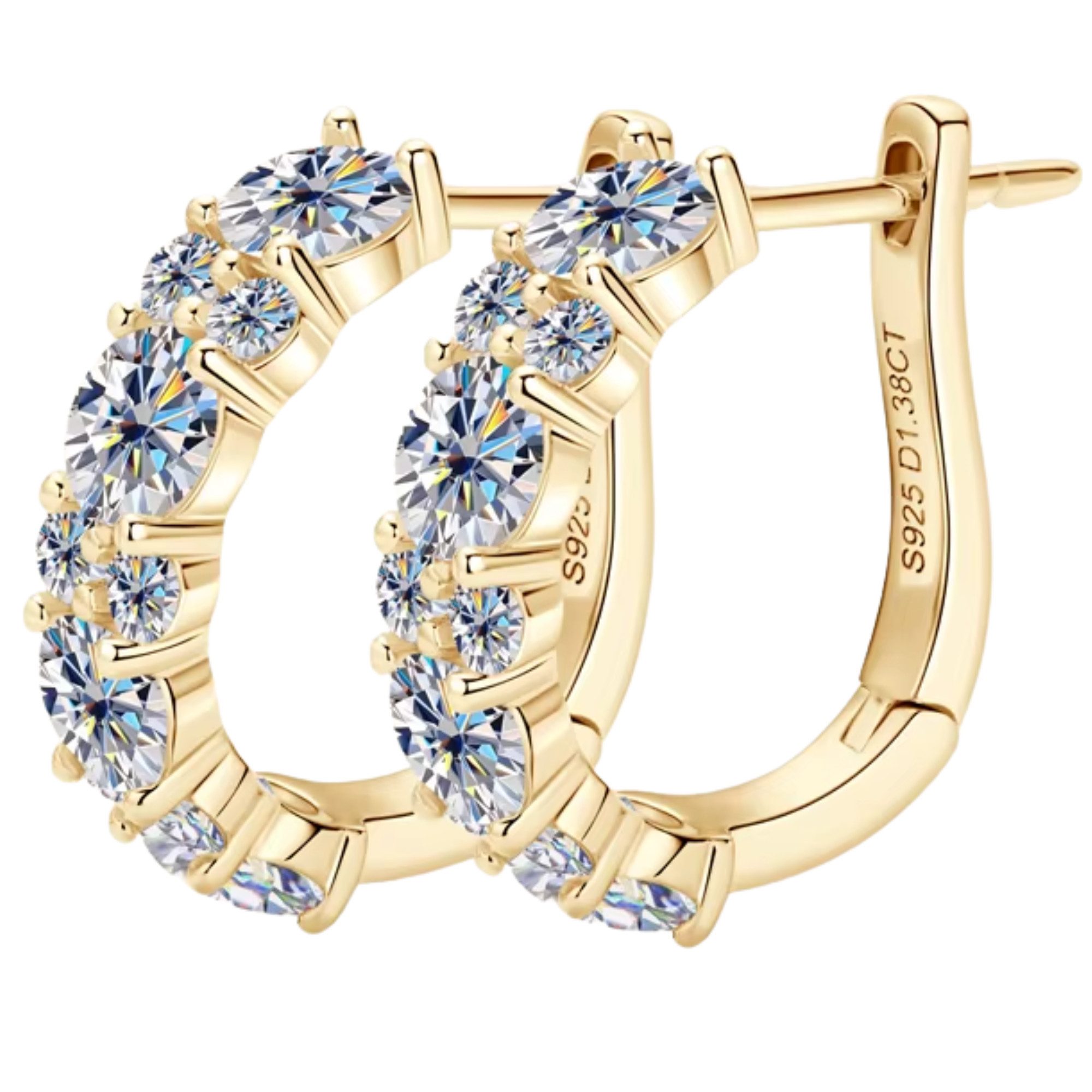 S&T Design Paar Creolen Moissanit Creolen 925 Silber 18K Weissgold Damen Oh günstig online kaufen