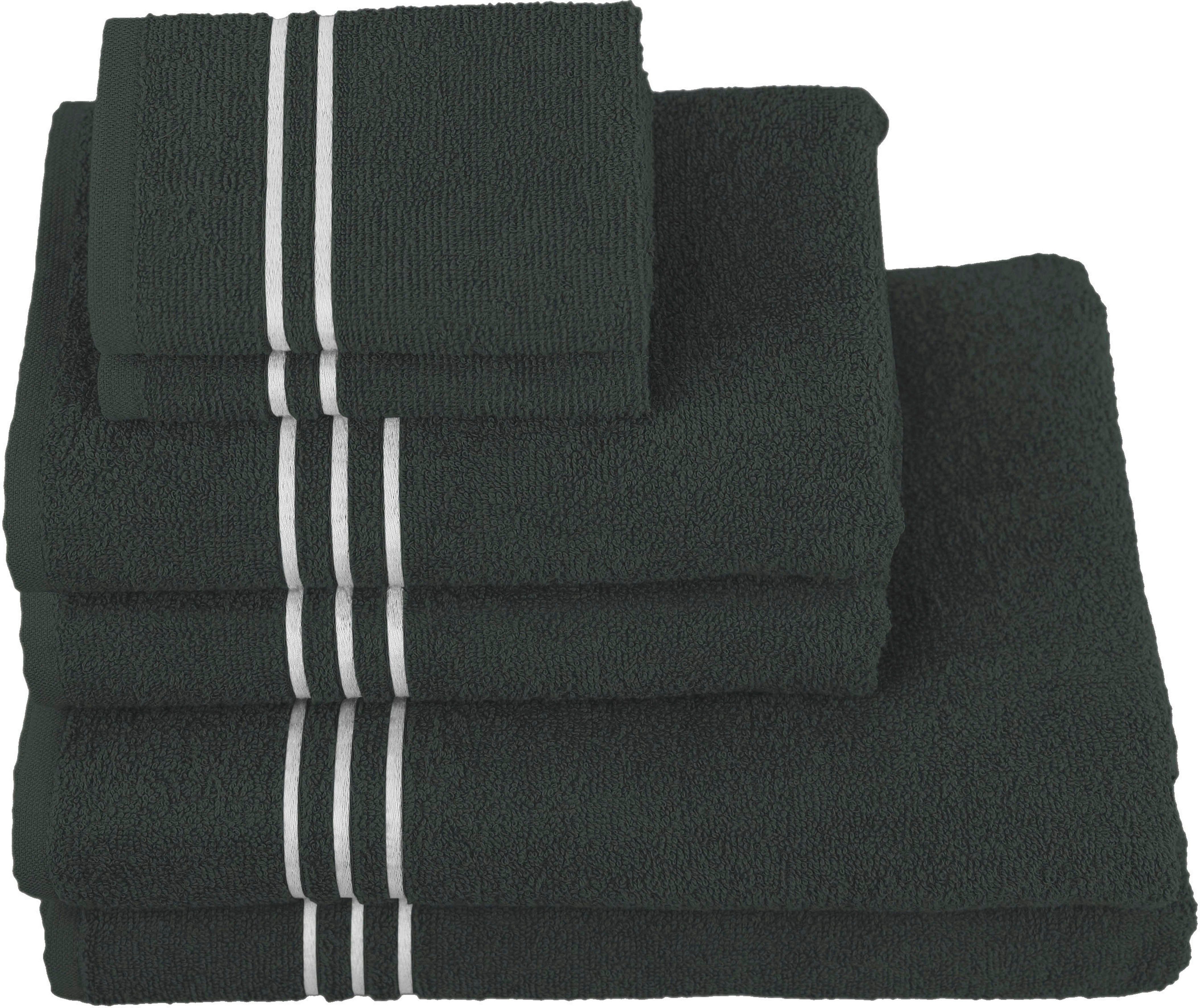 KangaROOS Handtuch Set Dalia, Walkfrottier, (Set, 6-tlg), mit Streifenbordüre, einfarbiges Handtuch-Set aus 100% Baumwolle anthracite | Handtuch-Sets