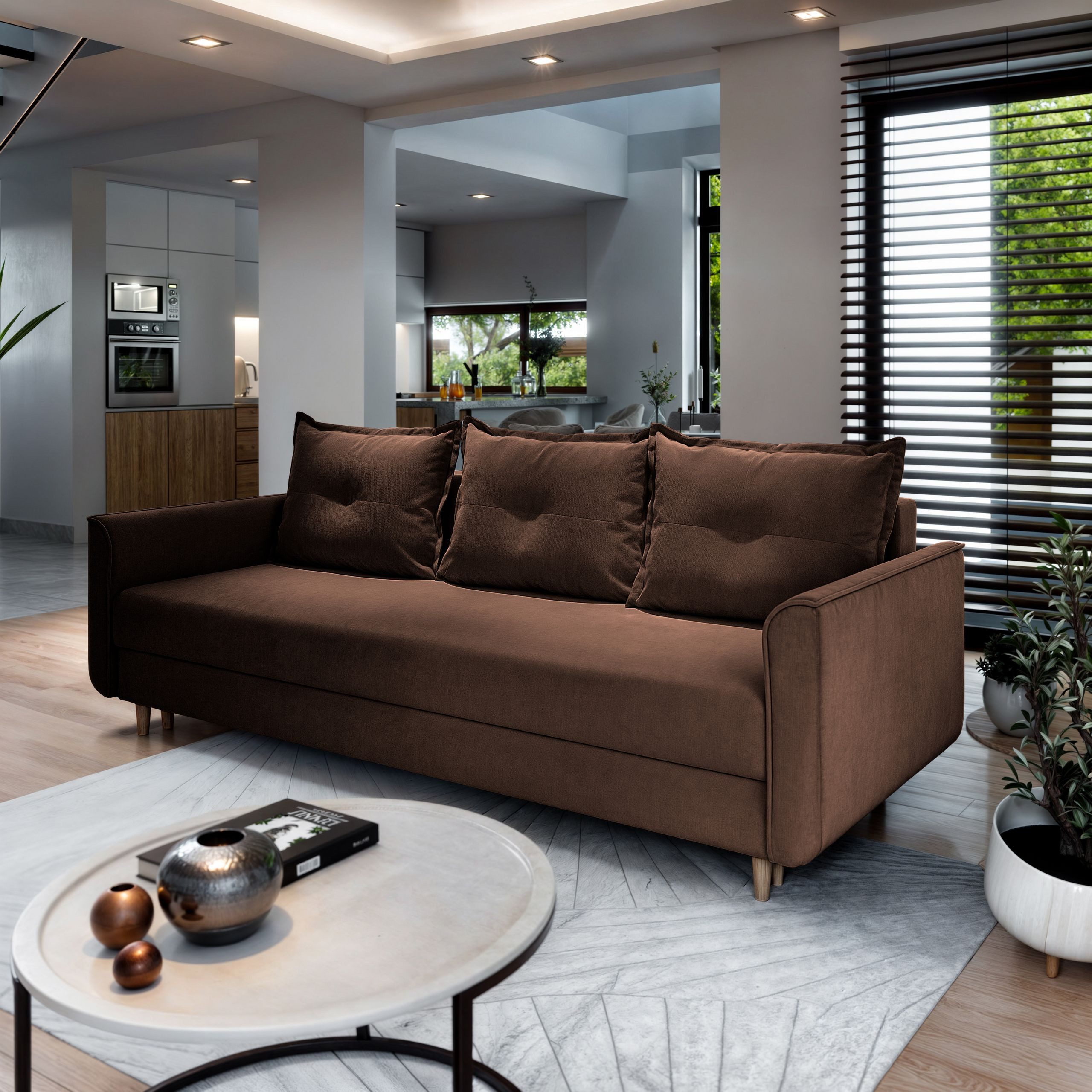 Masseno Sofa NAPOL mit Schlaffunktion, Schlafsofa, Couch mit Bettkasten