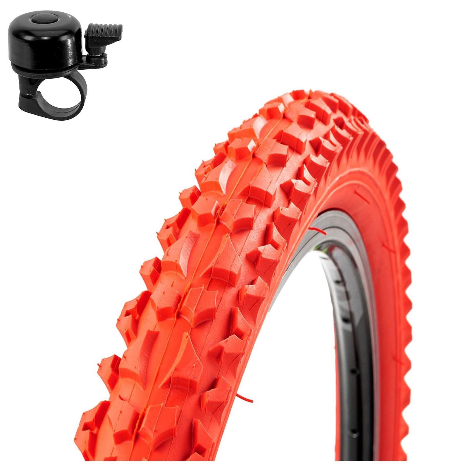 maxxi4you Fahrradreifen 1 x Roverstone 26 x 2,125 (57-559) Rot inkl. Fahrradklingel