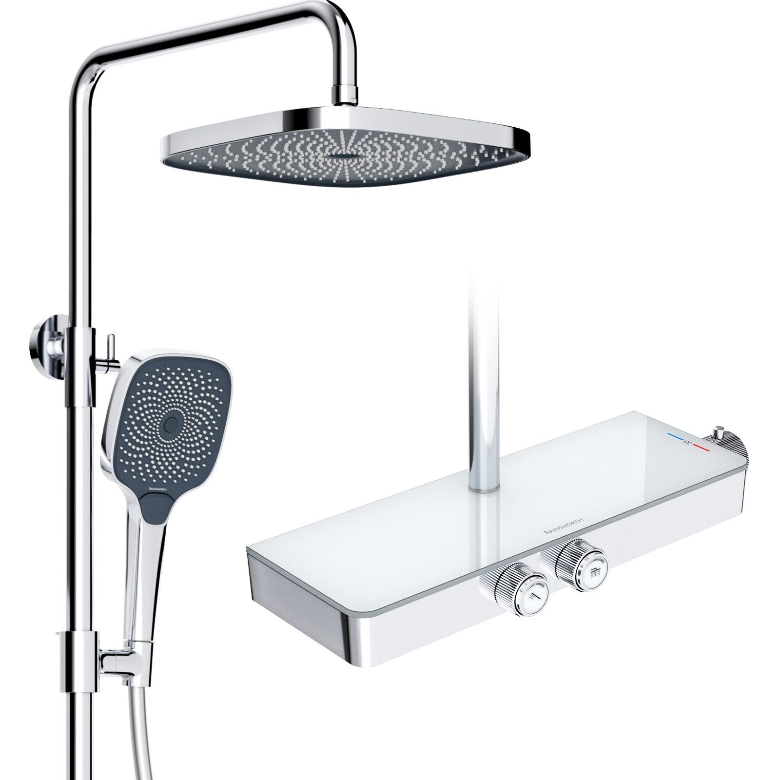 Rainsworth Duschsystem mit Thermostat und Glasablage, günstig online kaufen