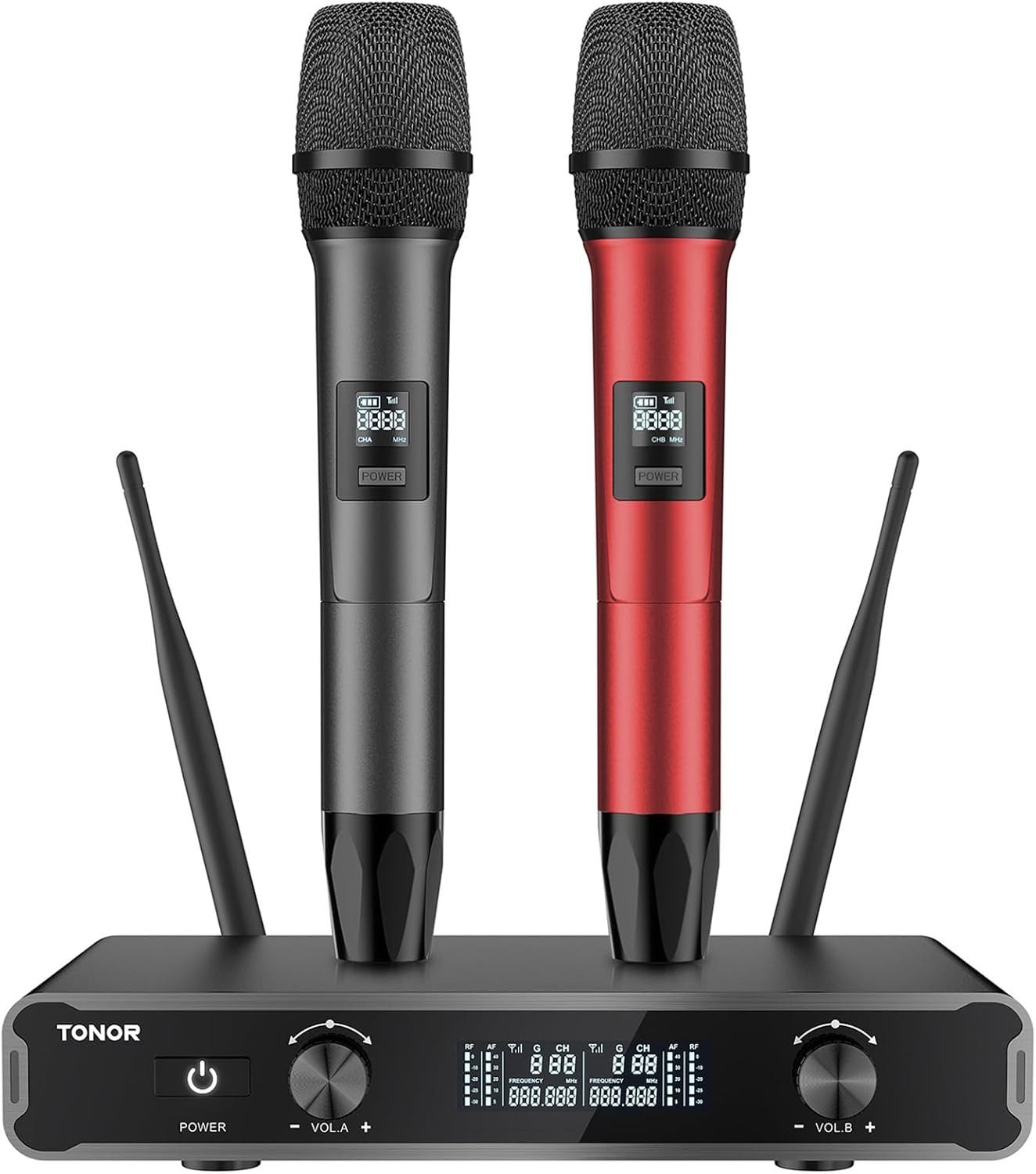 Mikrofon TW450 Funkmikrofon Set kabellos Dual Wireless UHF 60m Bühne Party