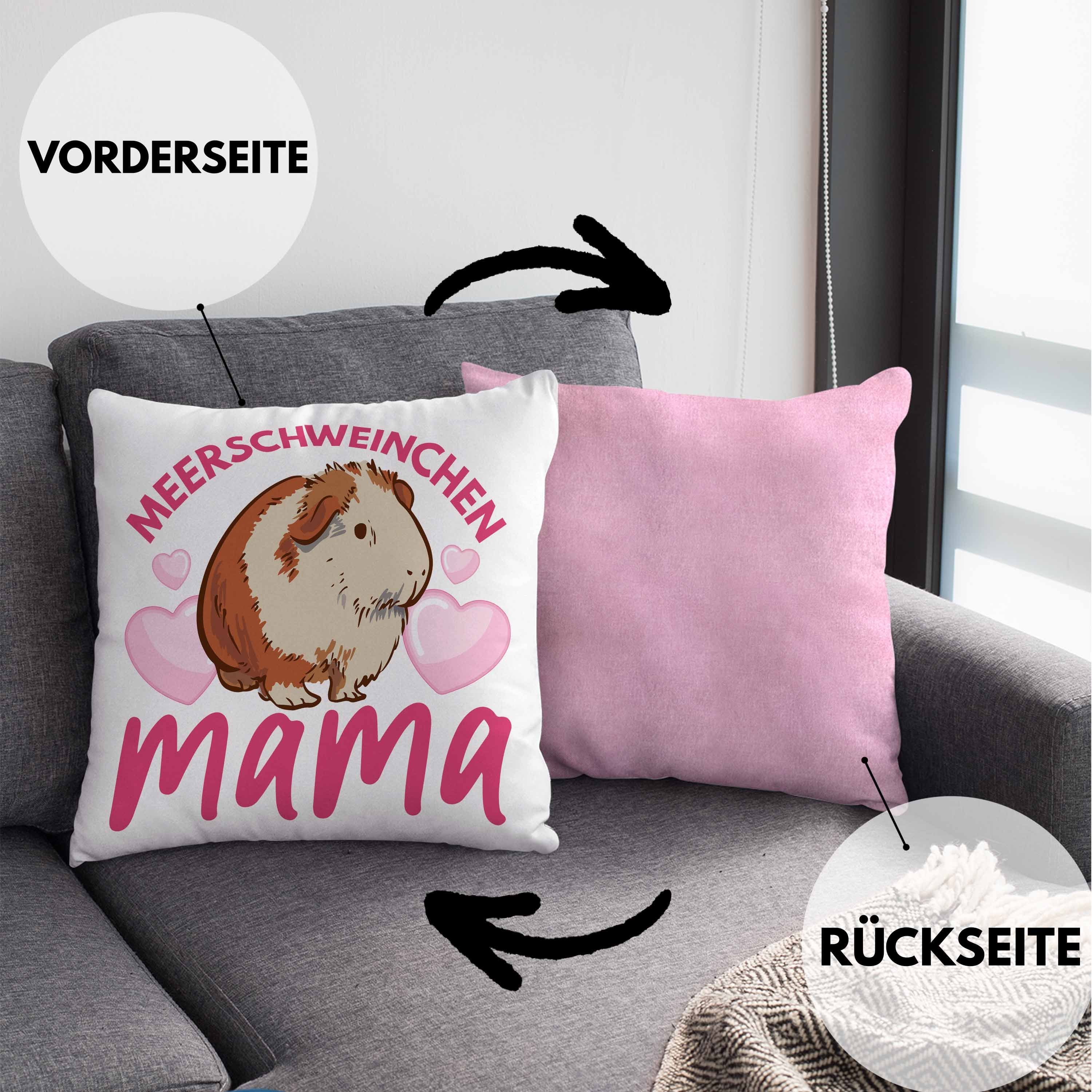 Trendation Dekokissen Trendation 40x40 Spruch Geschenk Mama Dekokissen Kissen Muttertag mit Meerschweinchen - Mädchen Füllung Rosa