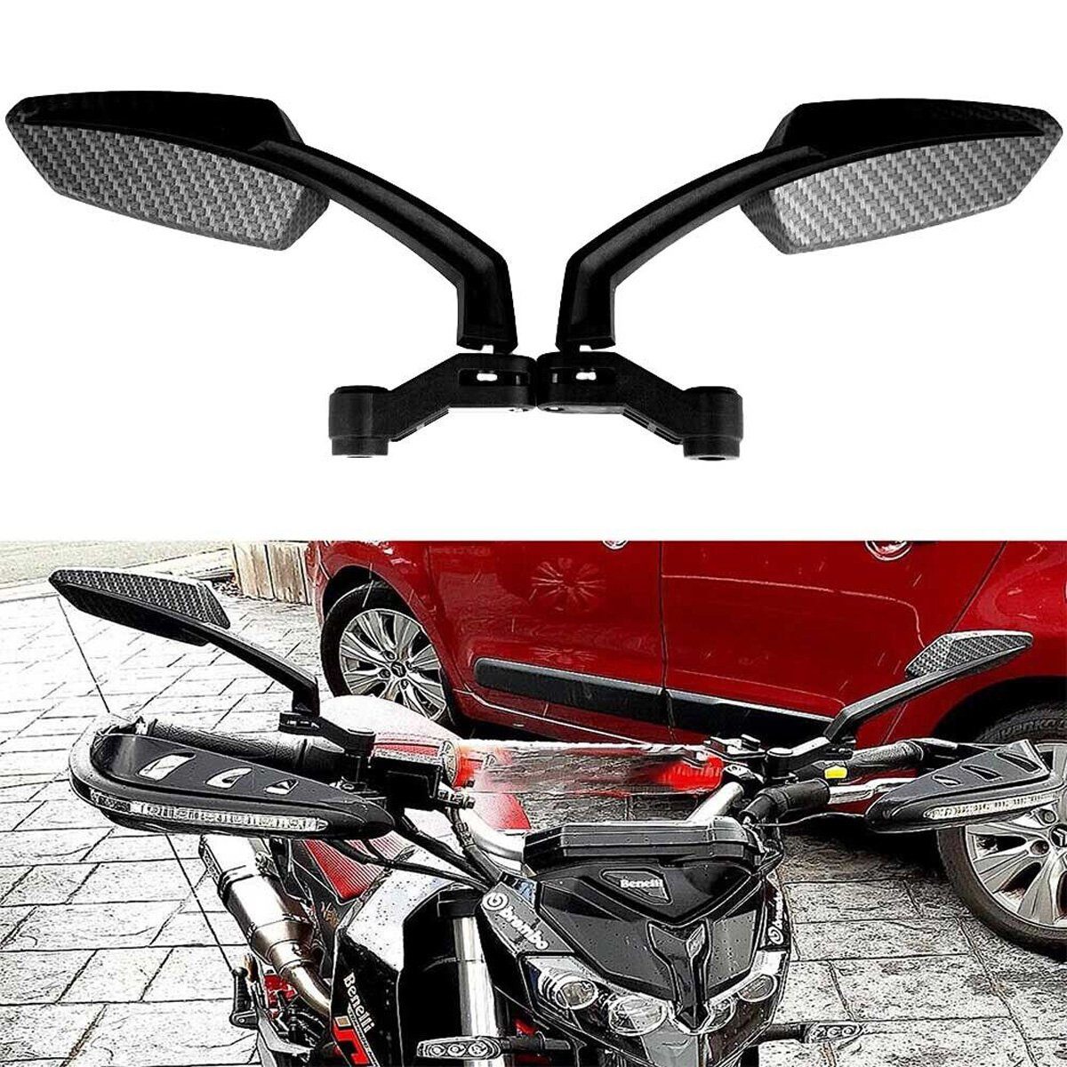 götäzer Motorradspiegel Motorrad-Rückspiegel 1 Paar 8-10mm passend für  Motorräder und Roller, Stilvolles Flügeldesign mit schwarzem  Finish-einfacher Installation