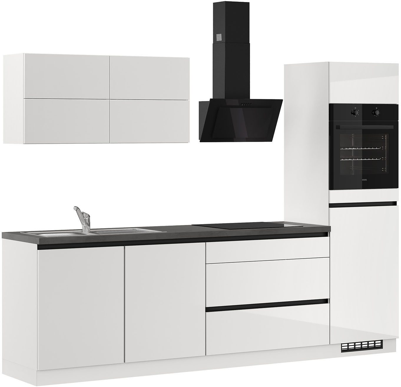 IMPULS KÜCHEN Küchenzeile "Hamburg", Ausrichtung wählbar, Schubkästen mit Soft-Close, vormontiert,wahlweise mit E-Geräten, Breite 280 cm
