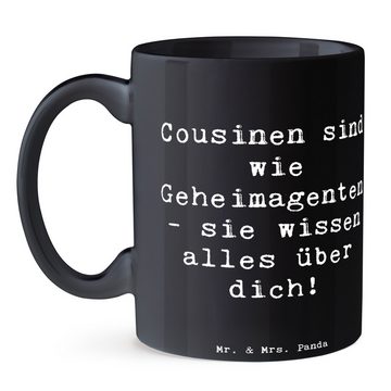 Mr. & Mrs. Panda Tasse Cousin Geheimagenten - Schwarz - Geschenk, Kaffeebecher, Teebecher, G, Keramik, Langlebige Designs