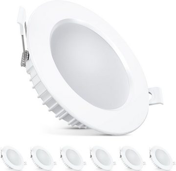 Daskoo LED Einbauleuchte 6x Einbaustrahler Ultra Flach LED, 5W LED Spot,Wasserdicht IP44, LED fest integriert, Kaltweiß( 6000K) , Neutralweiß( 4500K) , Warmweiß( 3000K ) , für Wohnzimmer, Badezimmer, Büro, 230V