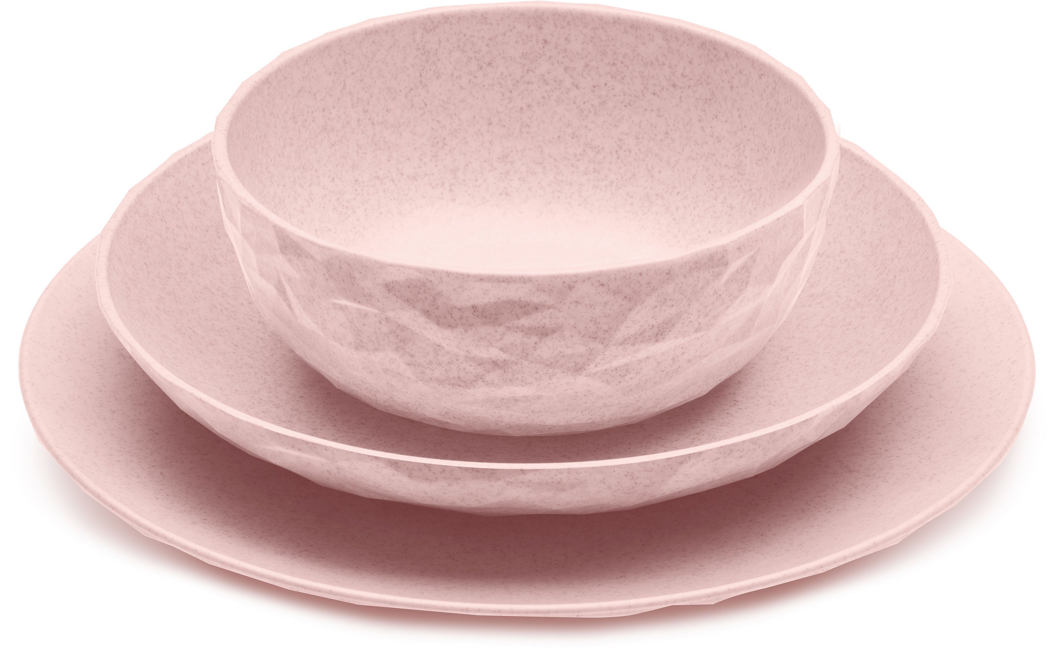 KOZIOL Suppenteller CLUB PLATE, (4 Produktion, 100% cm Ø 22 St), neutrale Kunststoff, rosa recycelbar,CO2