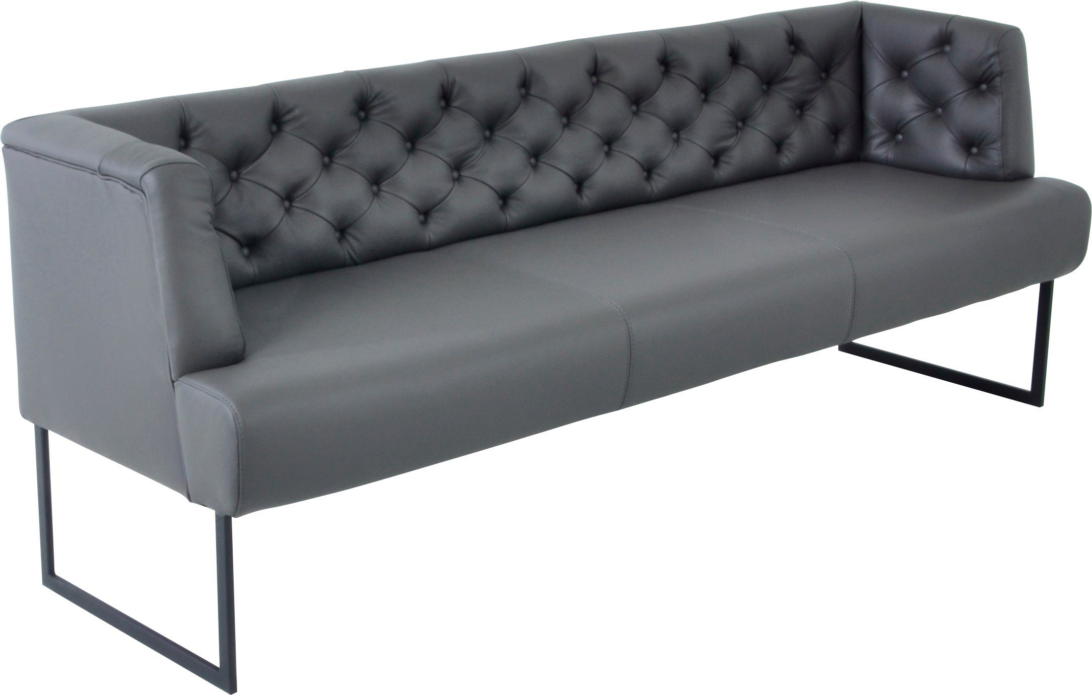 K+W Komfort & Wohnen Polsterbank Creso, im modernen Chesterfield-Look, mit schwarzen Kufenfüßen