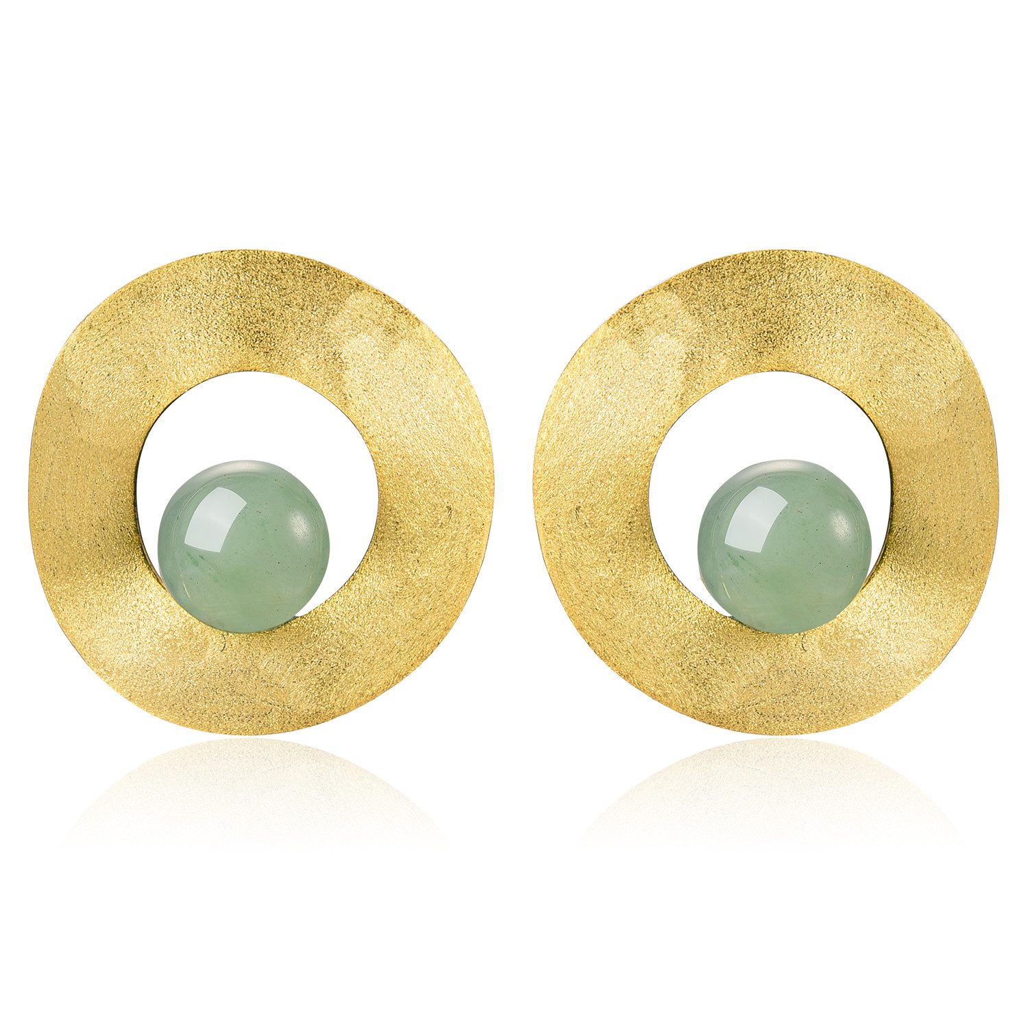 Runde Perlé Paar Ohrstecker große Retro Kreis Ohrstecker mit Aventurin, han günstig online kaufen
