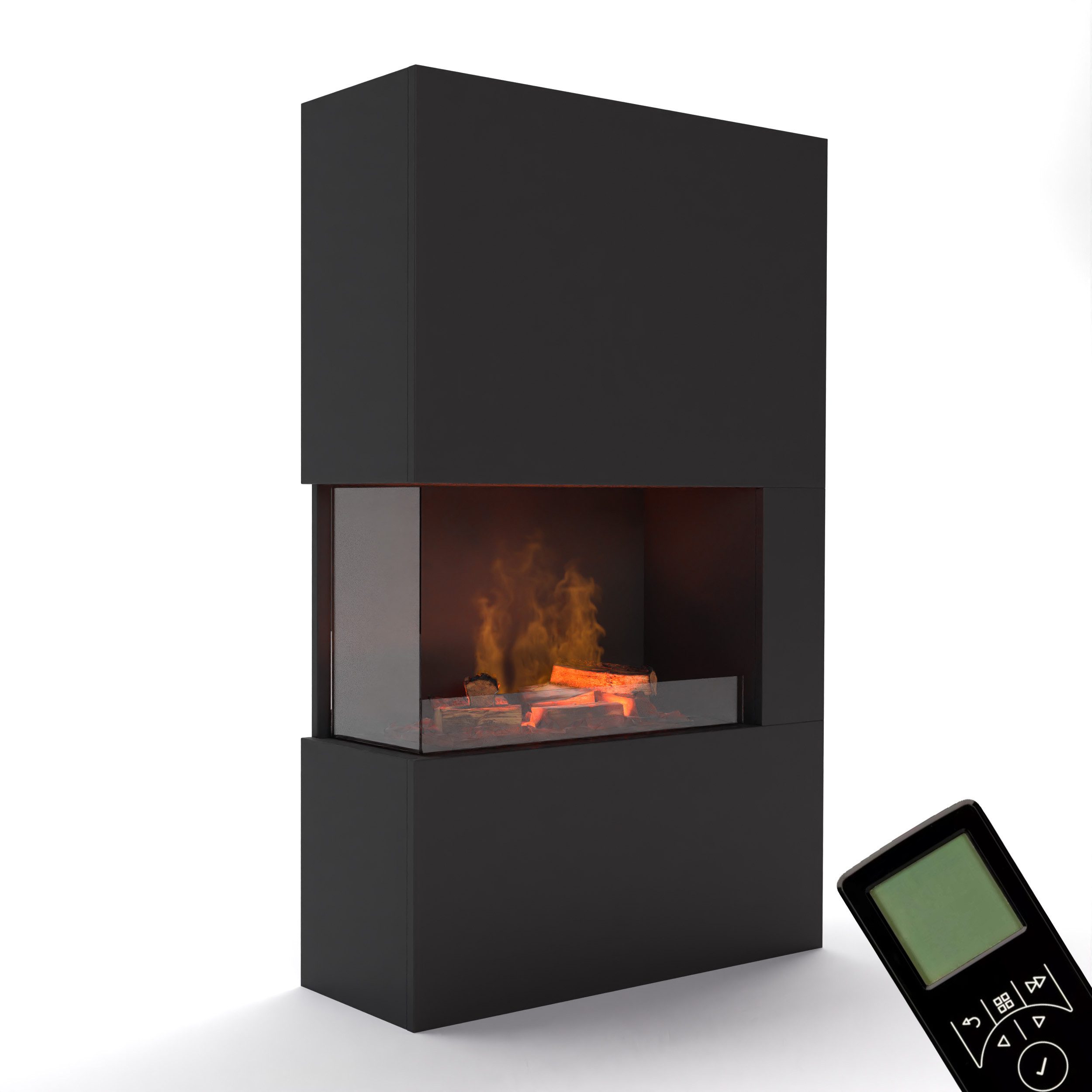 GLOW FIRE Elektrokamin Tucholsky left corner Wasserdampf Kamin, Elektrischer Kamin, Wasserdampfkamin mit 3D Feuer und Knisterfunktion