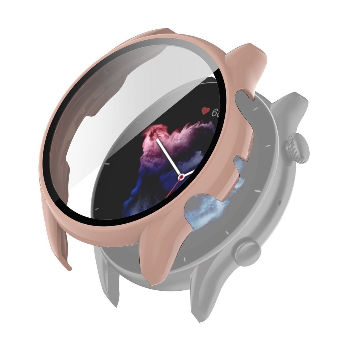 Wigento Smartwatch-Hülle Für Amazfit GTR 3 / GTR 3 Pro 2 in 1 Shockproof TPU Silikon Hülle Cover + H9 Hart Glas Pink
