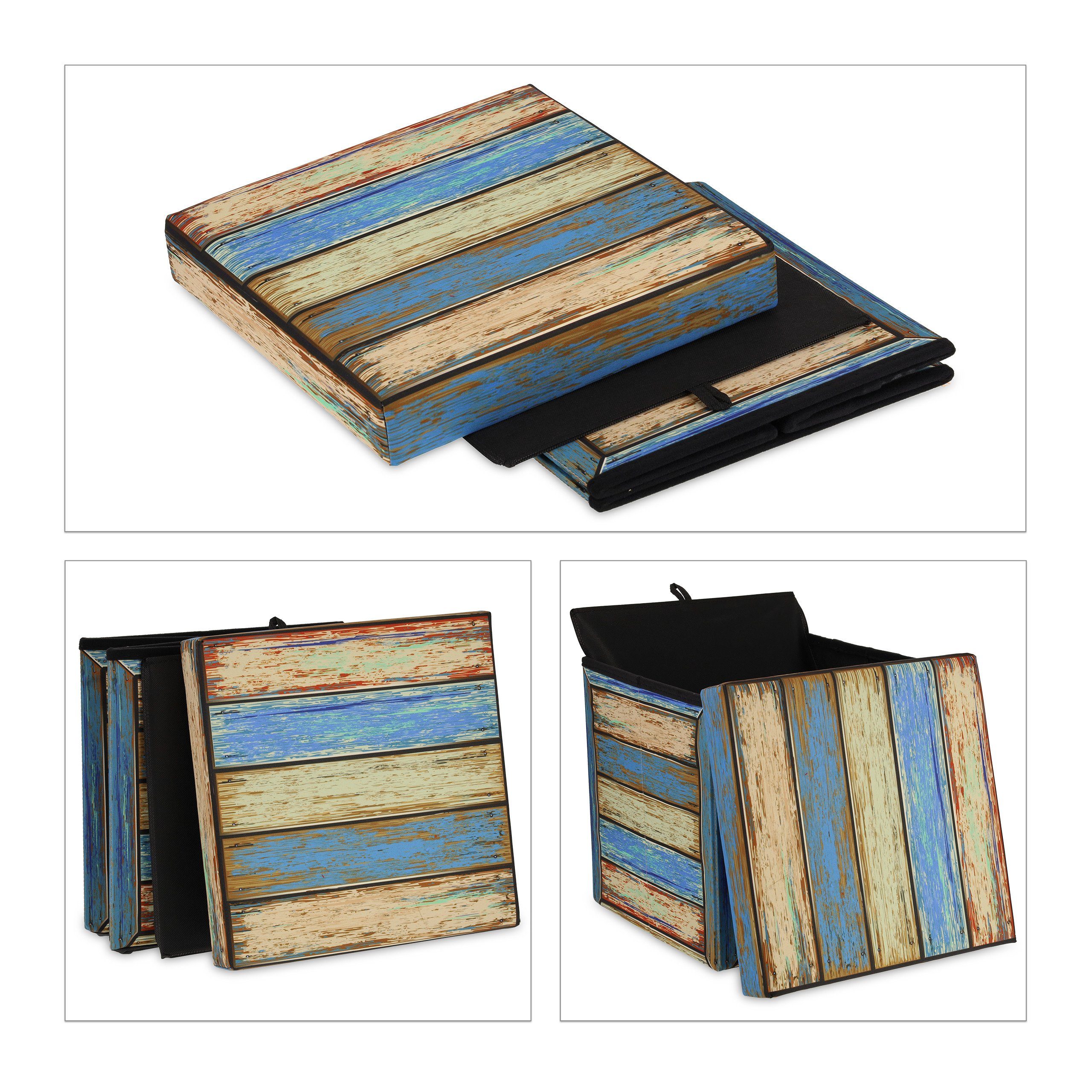 relaxdays Stauraumhocker Vintage Sitzhocker mit Stauraum