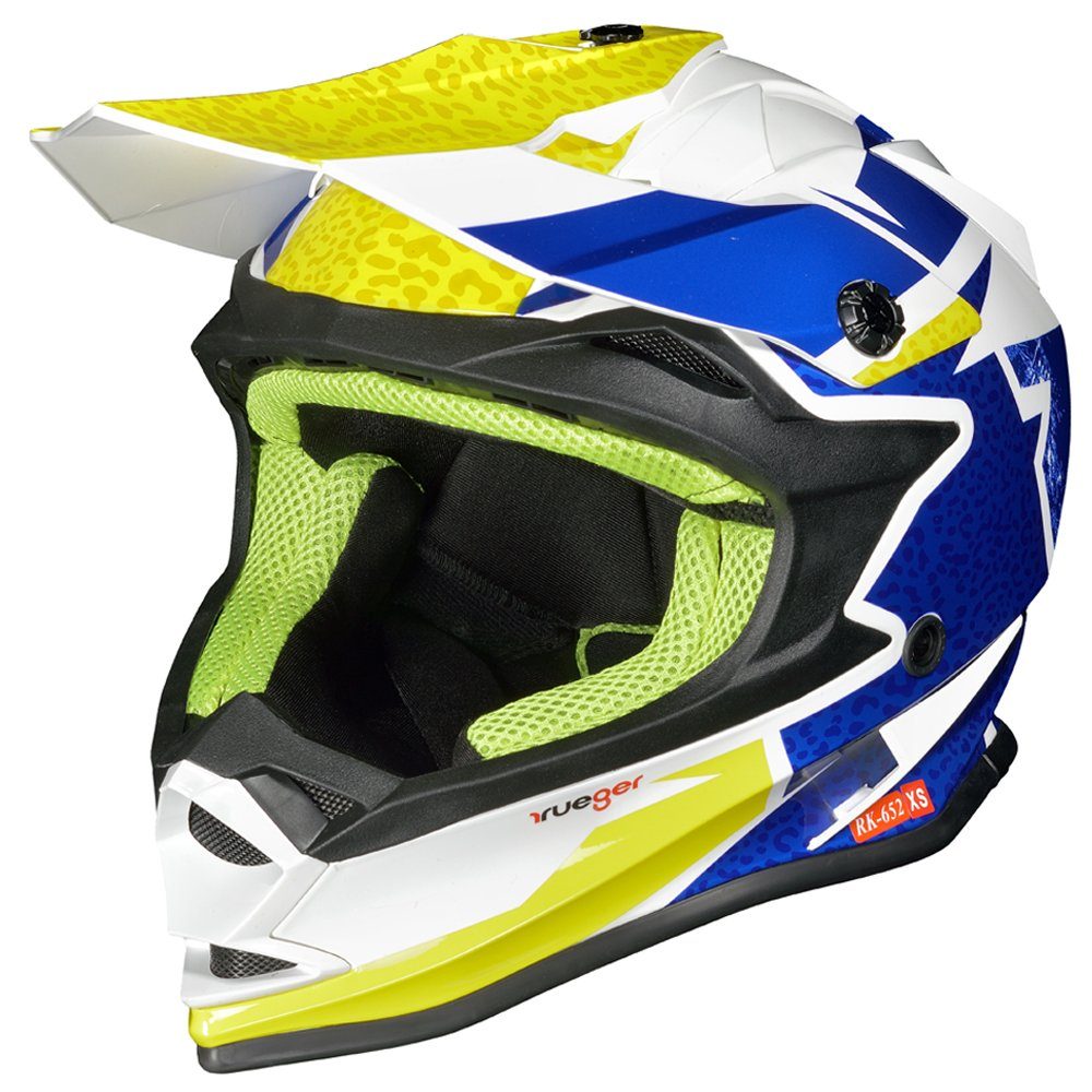 rueger-helmets Motorradhelm RK-652 Kinder Crosshelm Endurohelm Motorradhelm Roller Quad Helm KinderhelmRK-652 Rock Blue XXS