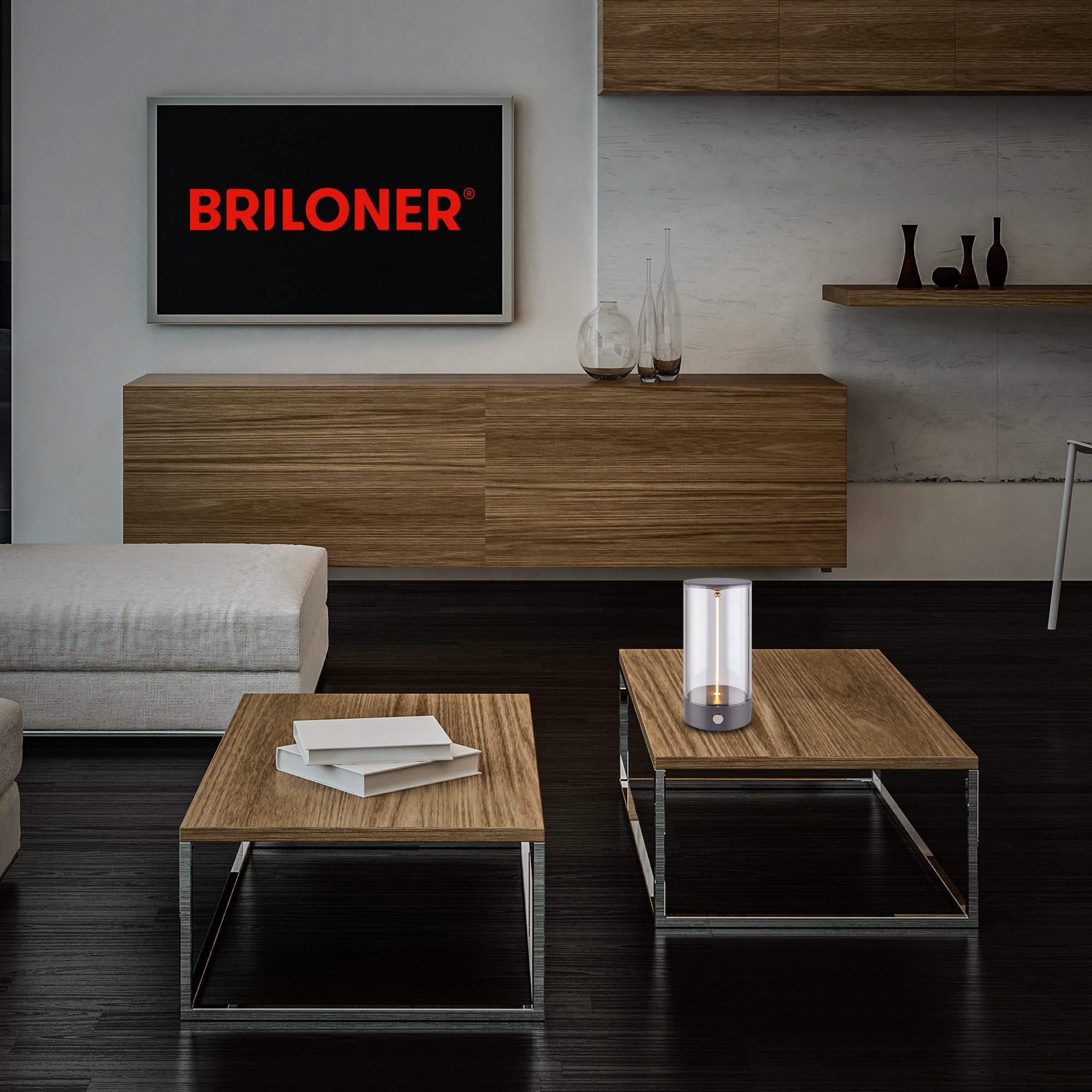 Briloner Leuchten Tischleuchte LED Tischlampe Akku USB-C Indoor Outdoor, LED fest integriert