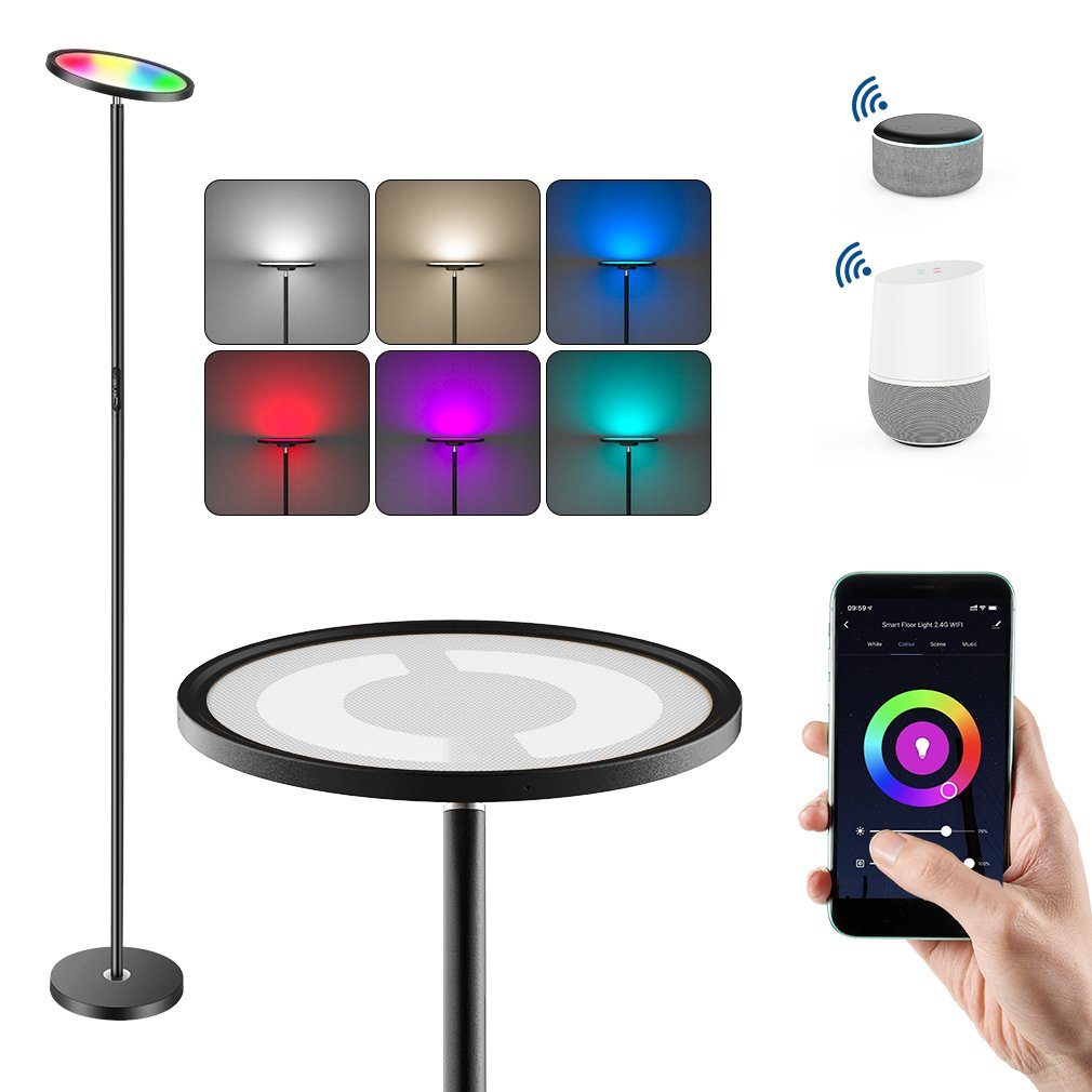 ANTEN LED Stehlampe LED Deckenfluter Smart 25W mit RGB, Kompatibel mit Alexa  und Google