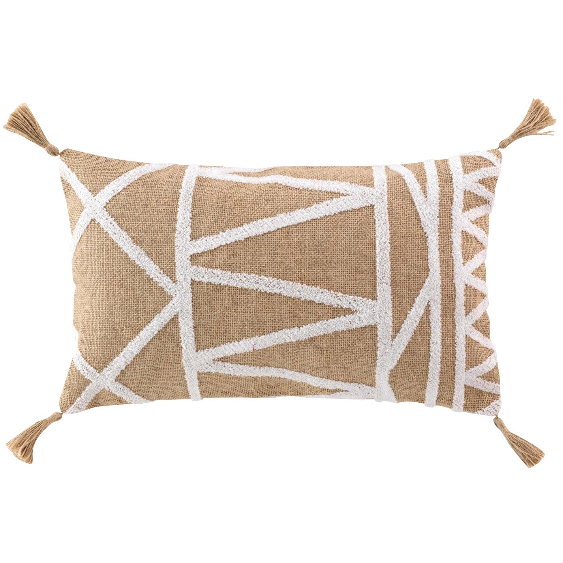 Douceur d'intérieur Dekokissen Dekoratives Kissen aus Jute und Baumwolle ASMARA, 30 x 50 cm
