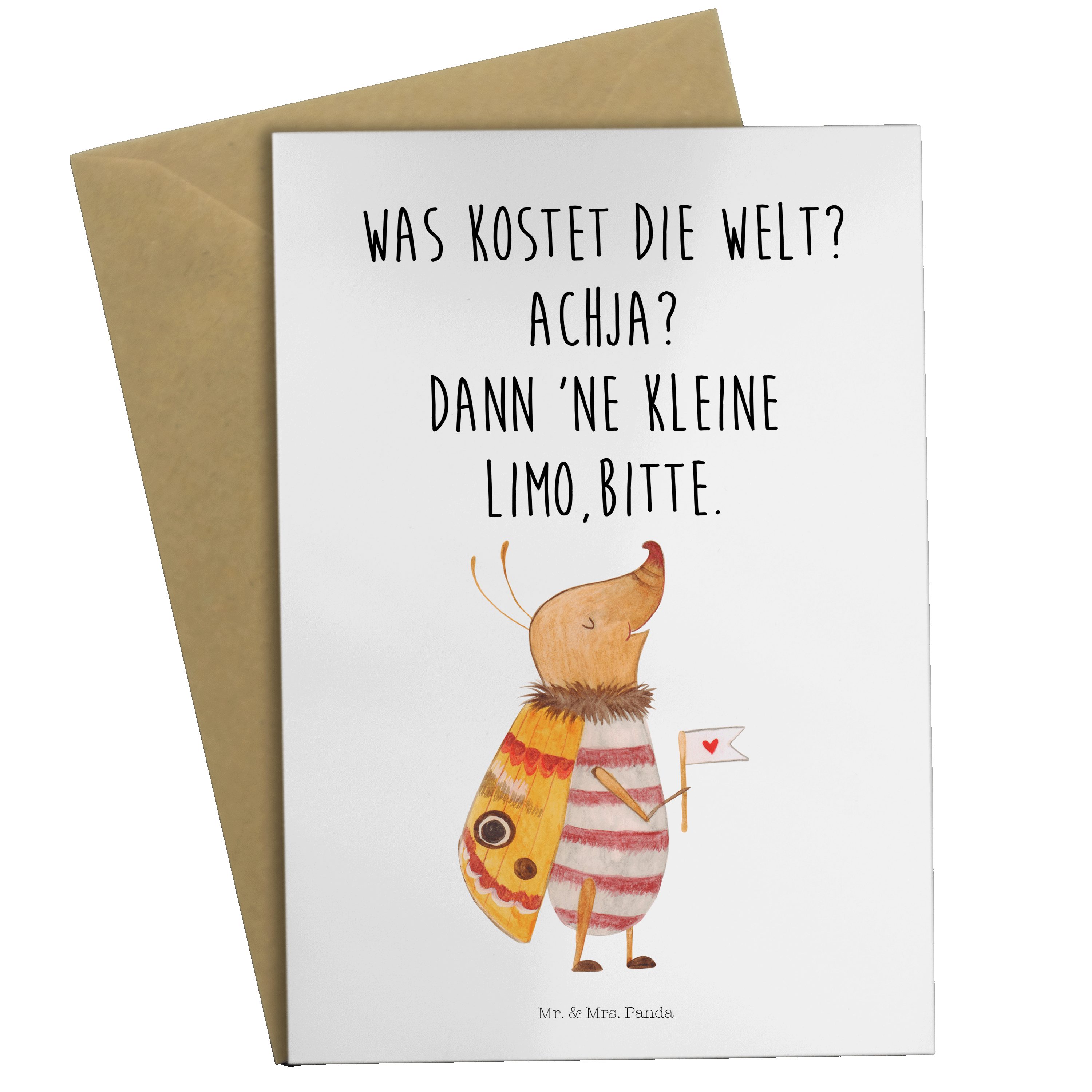 Mr. & Mrs. Panda Grußkarte Nachtfalter Fähnchen Weiß Geschenk