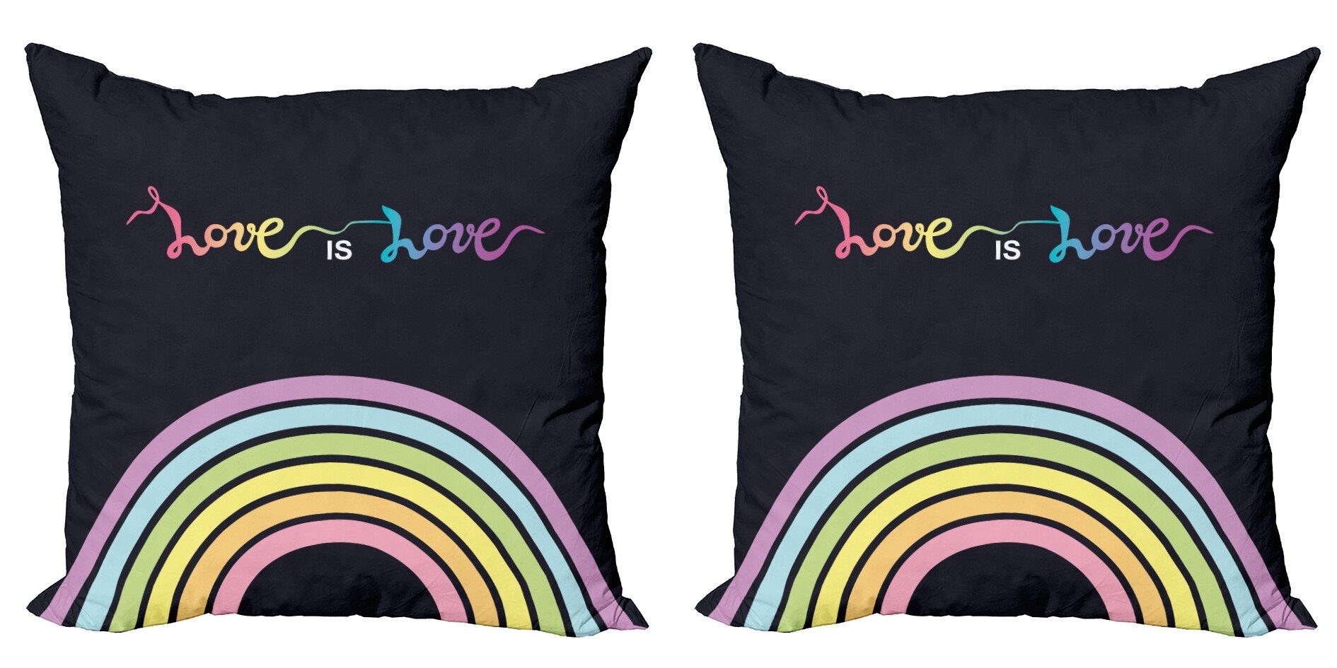 Kissenbezüge Modern Accent Doppelseitiger Digitaldruck, Abakuhaus (2 Stück), Stolz Liebe ist Liebe Rainbow Linien