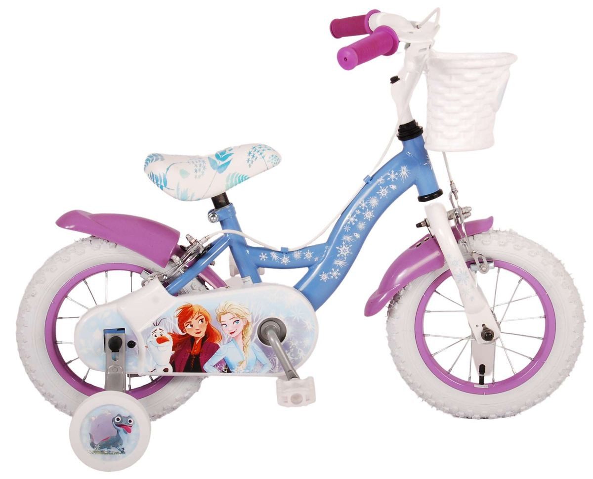 Volare Kinderfahrrad 12 Zoll Kinder Mädchen Fahrrad Rad Frozen 2 Eiskönigin Elsa 21279-SAFW, 1 Gang, Korb,Stützräder,Kettenschutz,Schutzbleche