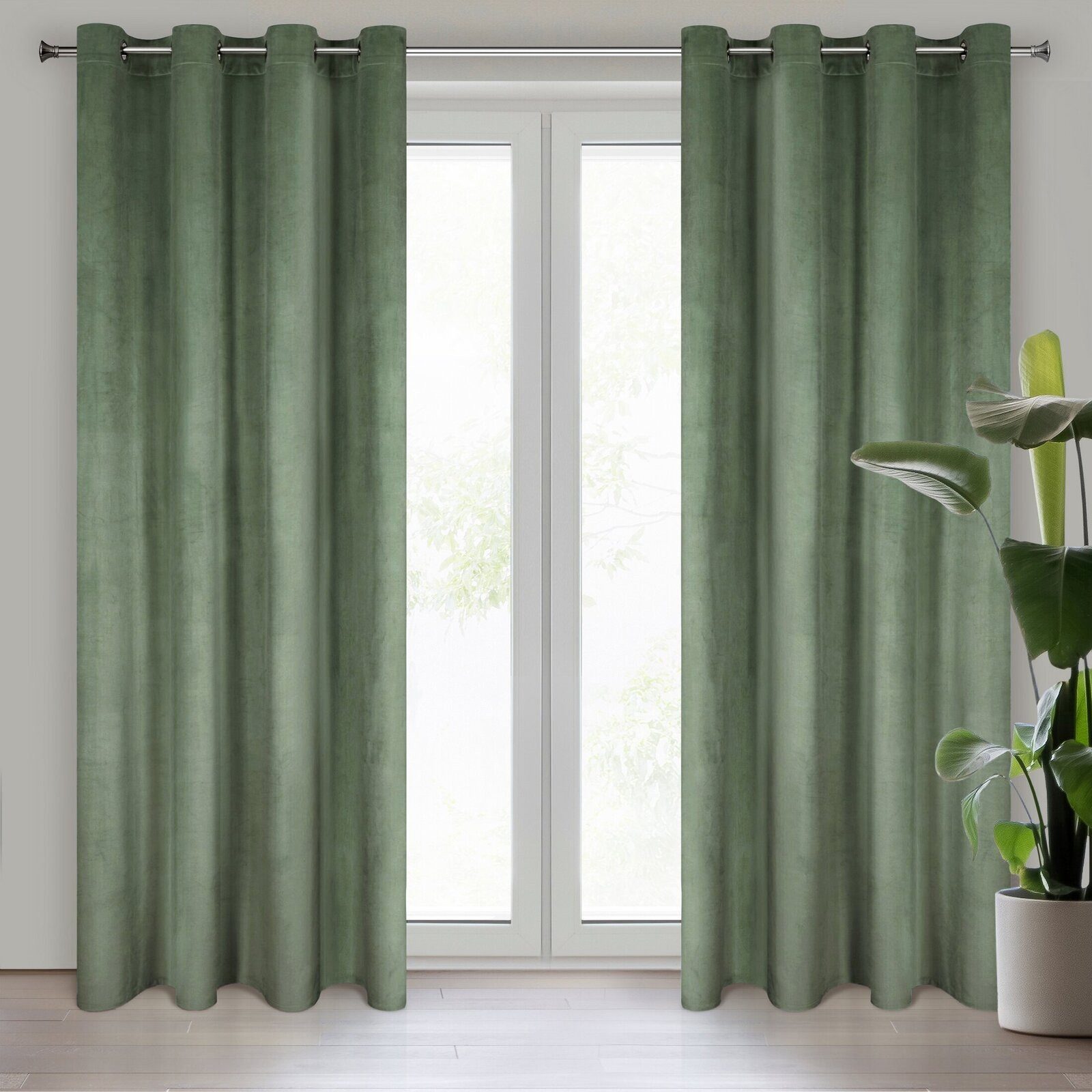 Eurofirany Vorhang VELVET (2 St), Ösen, blickdicht, Samt, 2er-Set Ösenschals aus Velvet, mit mittlerem Verdunkelungsgrad