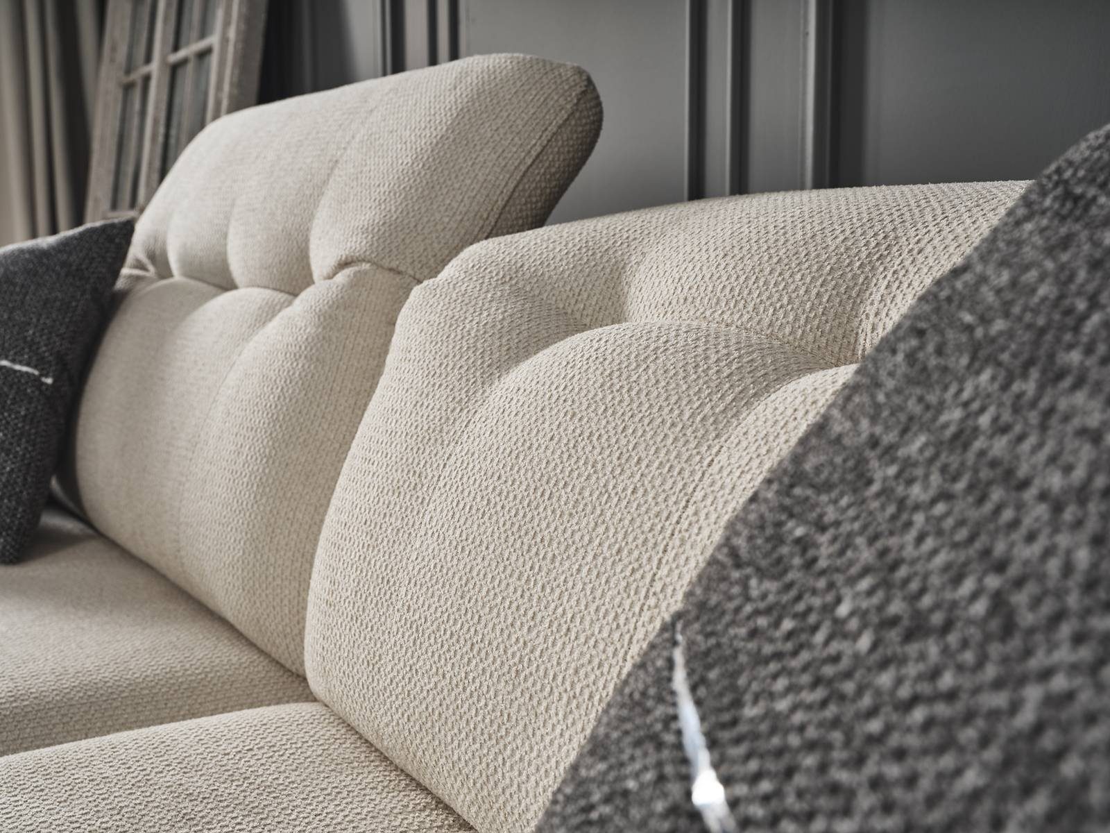 Möbel Stk. 1 Creme Quality Sofa Style, Made 3-Sitzer, Villa Stoff Turkey, pflegeleichter in