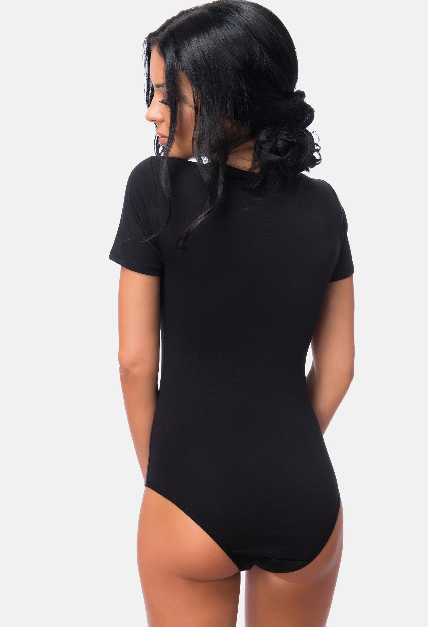 Evoni Body für Damen Kurzarm T-Shirt-Body mit Rundhals
