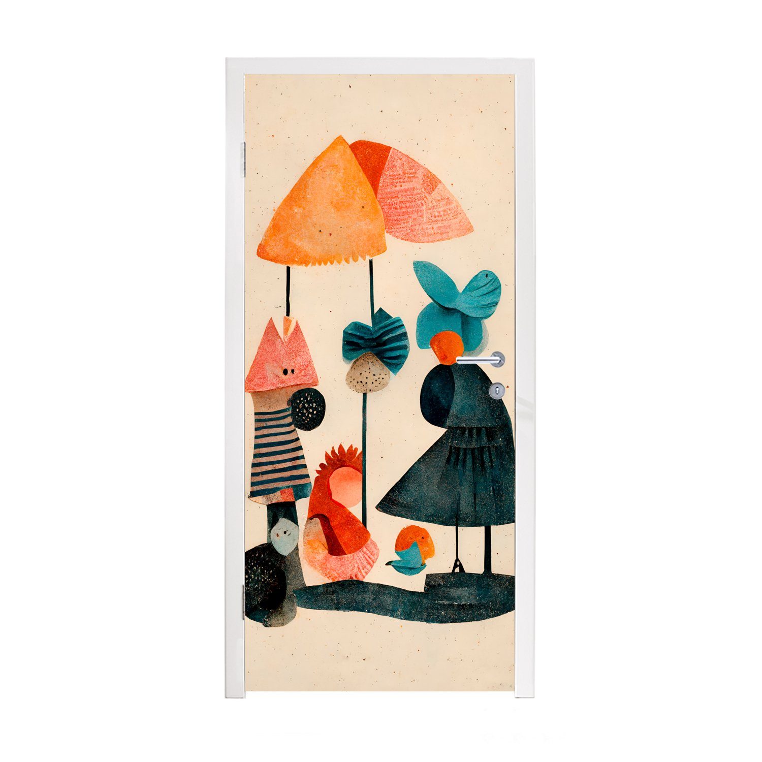 cm Türtapete - Tür, Türaufkleber, MuchoWow Fototapete Kinder - 75x205 für bedruckt, (1 Farben, St), Pastell - Matt, Vintage