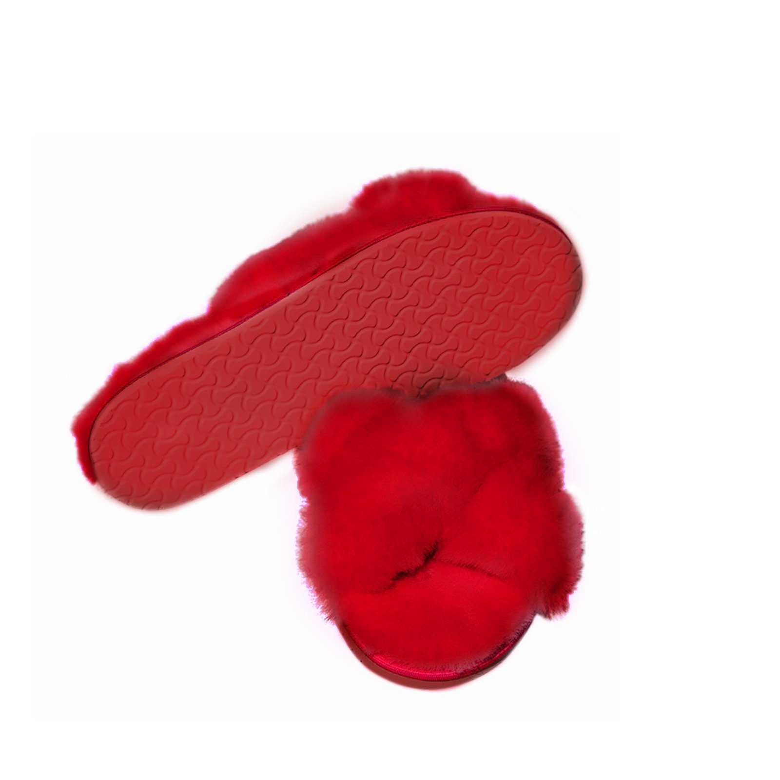 Hollert Hausschuh Damen Lammfell Hausschuhe FLORIDA ROT Merino Echtleder Sandaletten