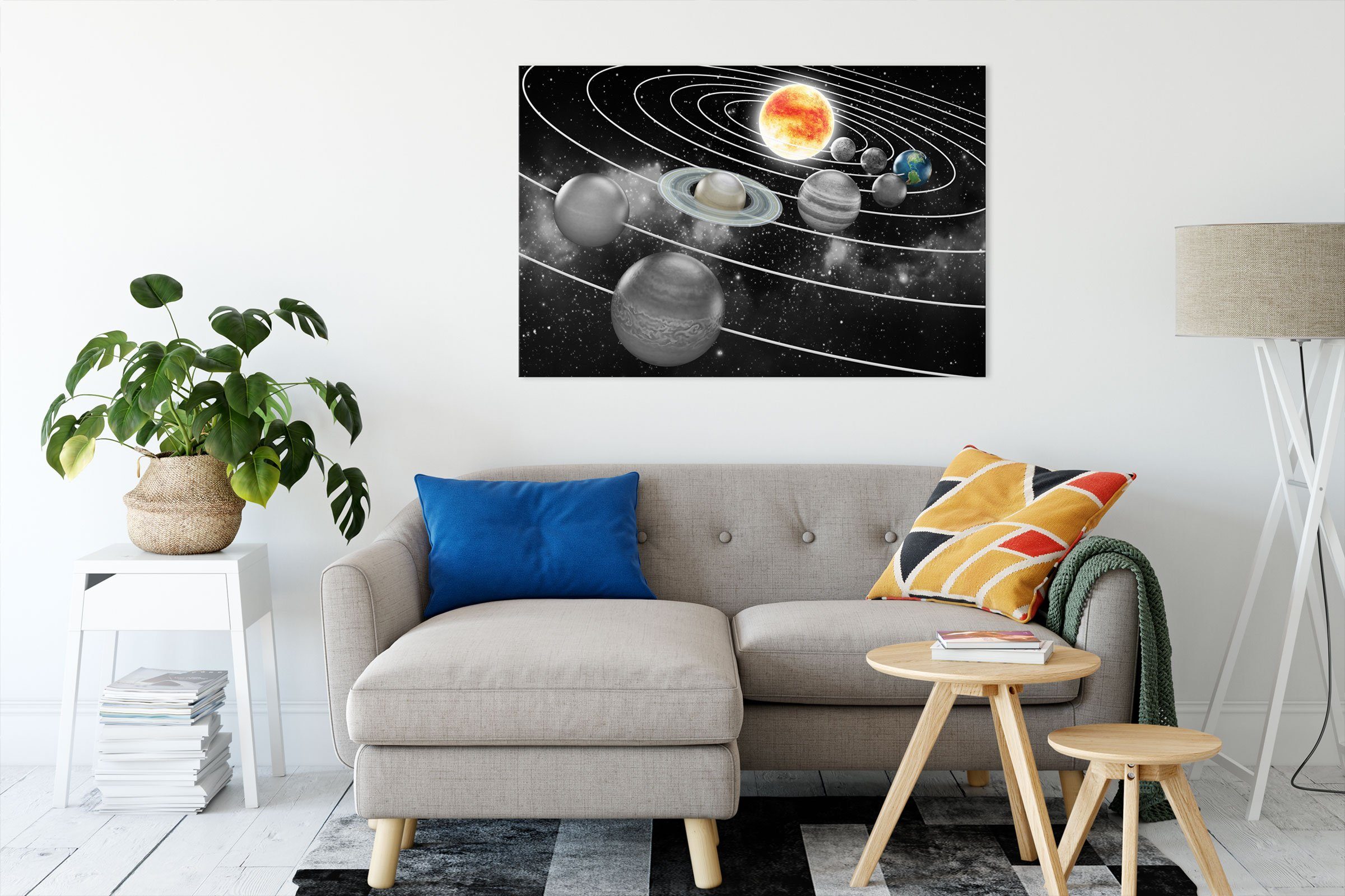 Pixxprint Leinwandbild Sonnensystem Querschnitt, Sonnensystem bespannt, Leinwandbild St), (1 inkl. fertig Zackenaufhänger Querschnitt