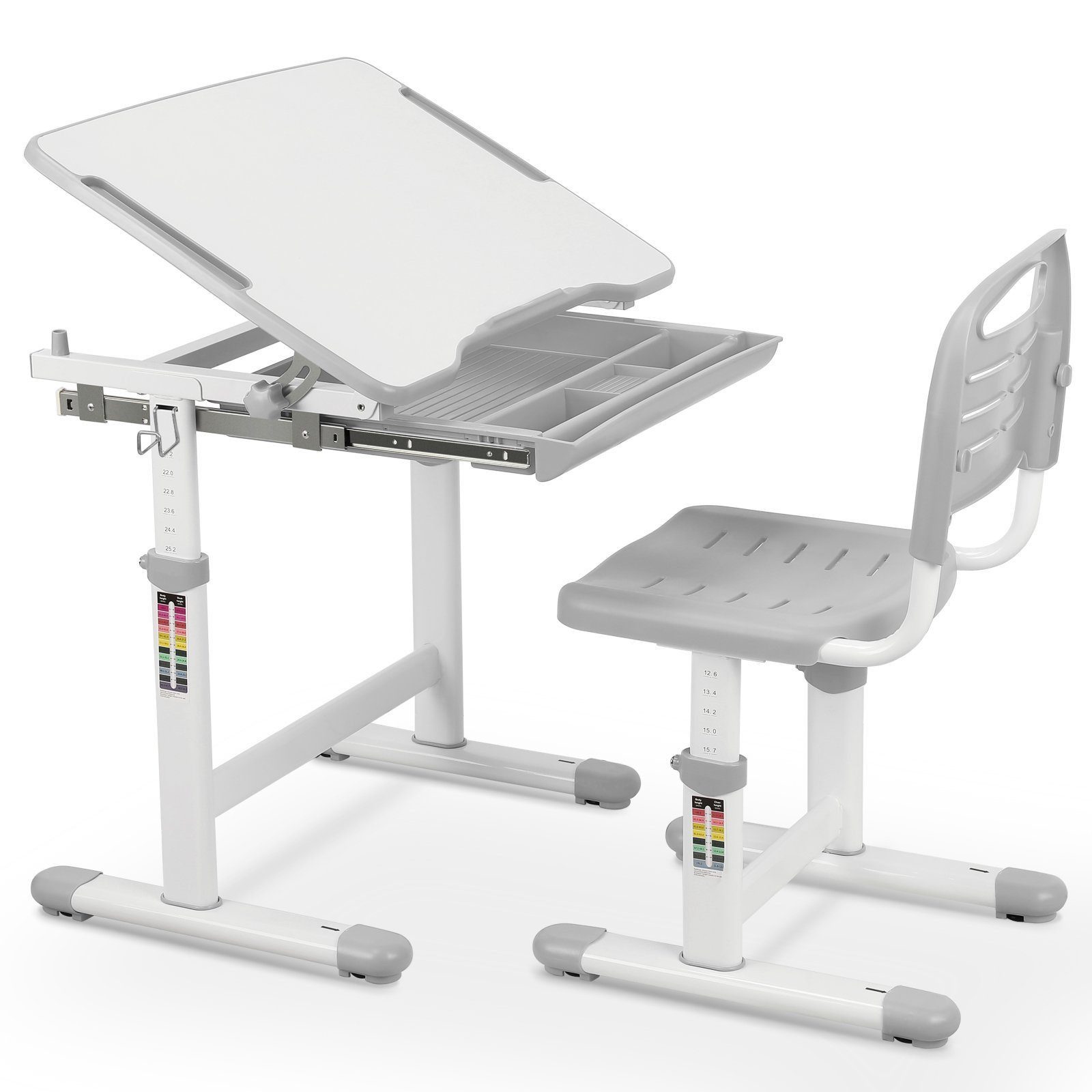 TLGREEN Kinderschreibtisch Höhenverstellbar 54 und 76 cm, mit neigbarer Tis günstig online kaufen