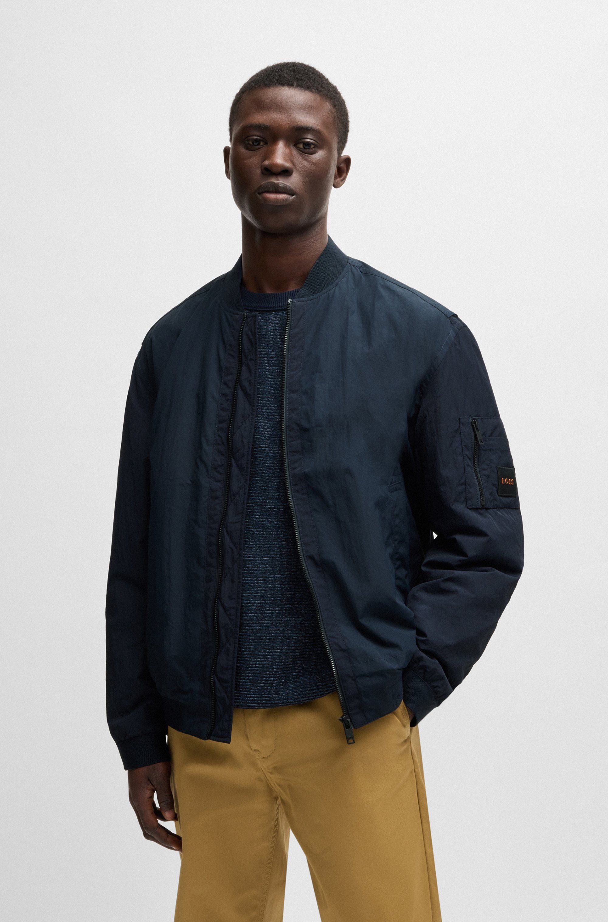 BOSS ORANGE Blouson Olmec mit Flachstrickkragen günstig online kaufen