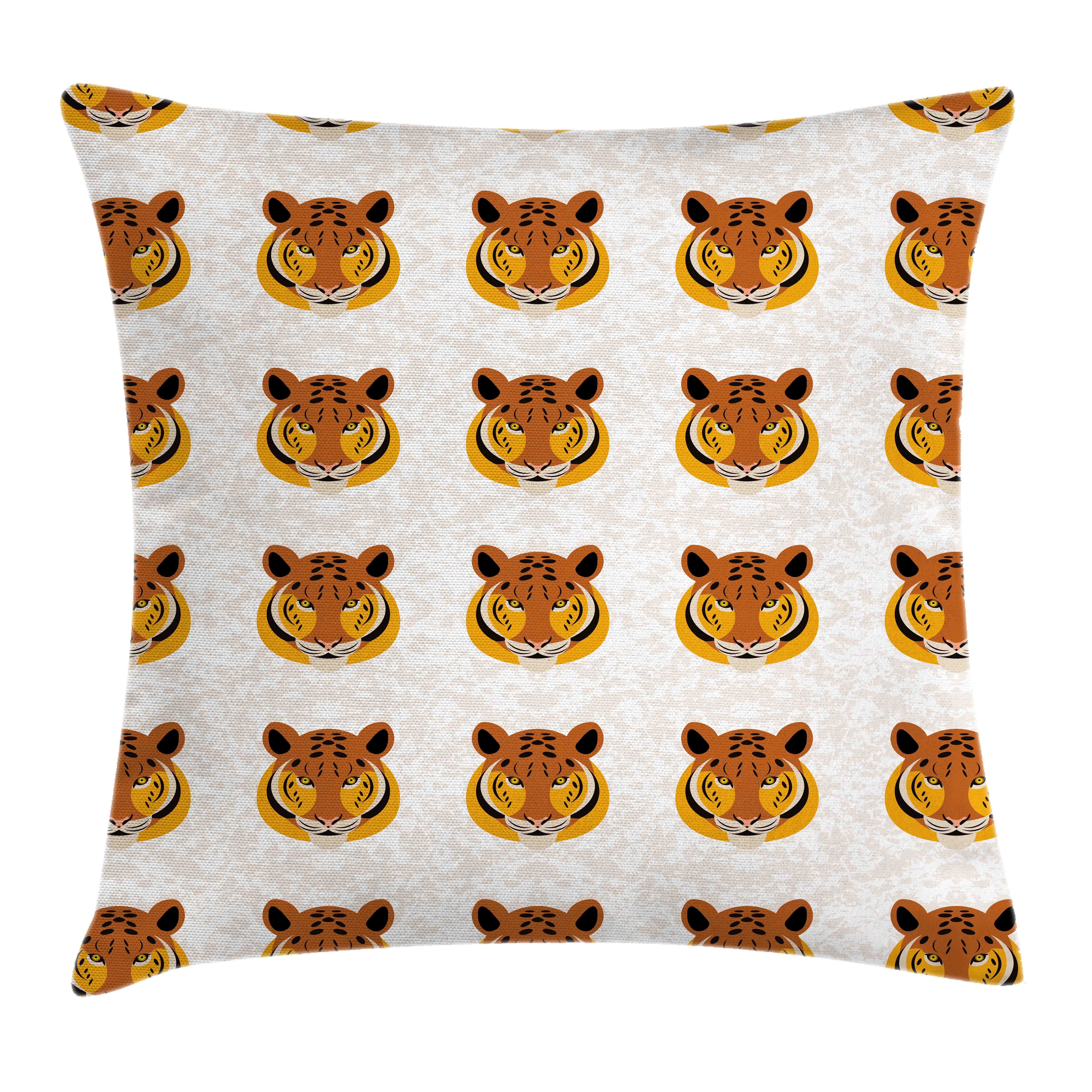 Stück), Afrikanisches Abakuhaus (1 Tier Kissenhülle Reißverschluss Cartoon-Tiger-Gesichter Klaren Waschbar Farbfesten Kissenbezüge Farben mit Druck, Beidseitiger mit