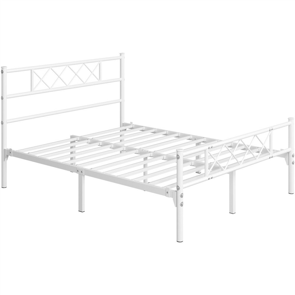 Yaheetech Bettgestell Metallbett mit Lattenrost, Bettrahmen mit Kopfteil, für Schlafzimmer, 90/140 cm (B)