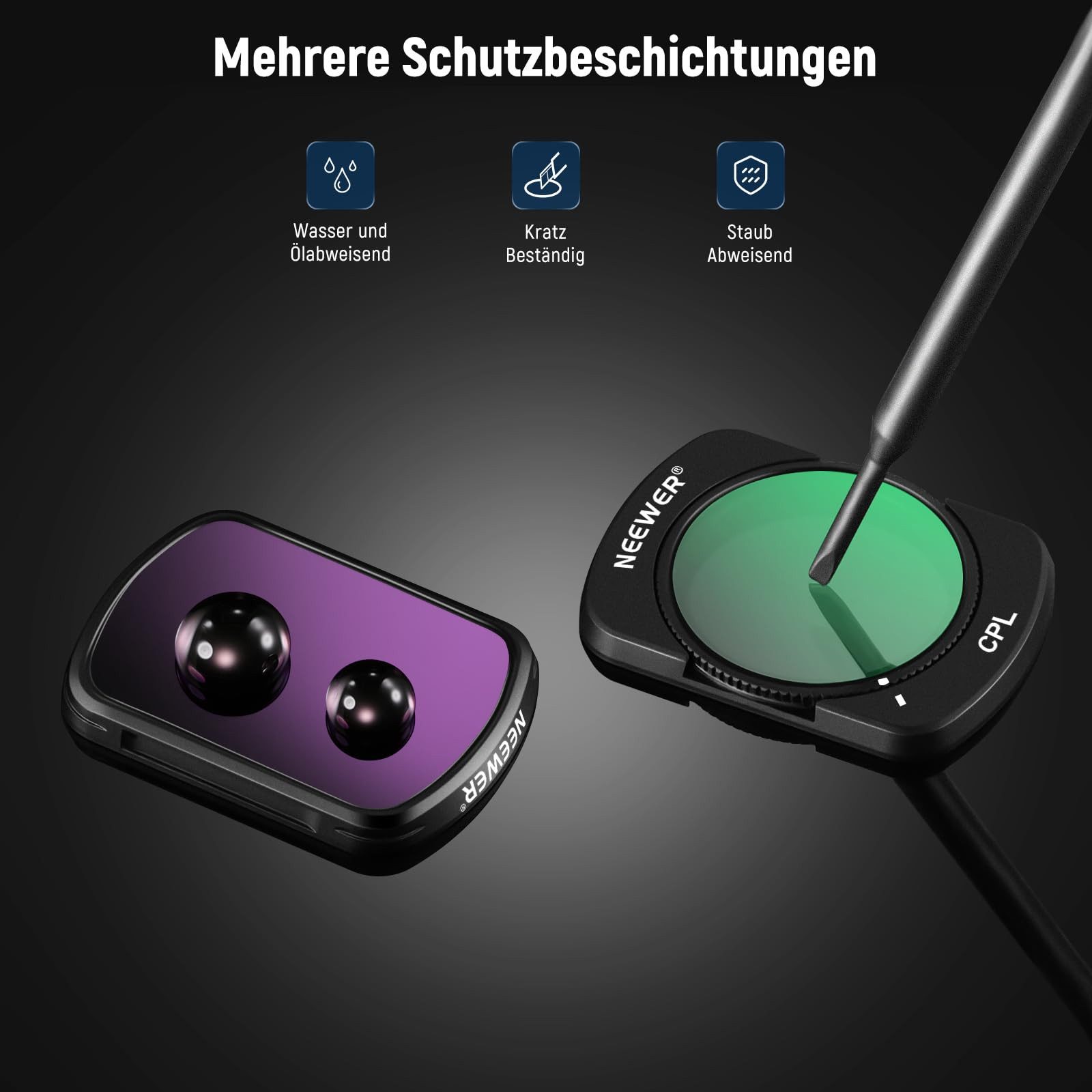 Neewer FL-P5 Magnetisches ND&CPL Filter Set kompatibel mit DJI OSMO Pocket 3 Foto-Filter-Sets (magnetische Befestigung)